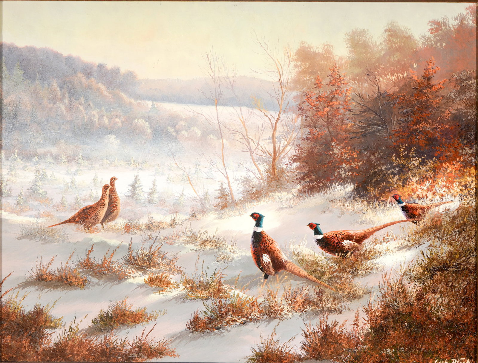 Gerhard BLUHM (1927-2007) Sunday in Winter with Pheasants, (1 of 6)