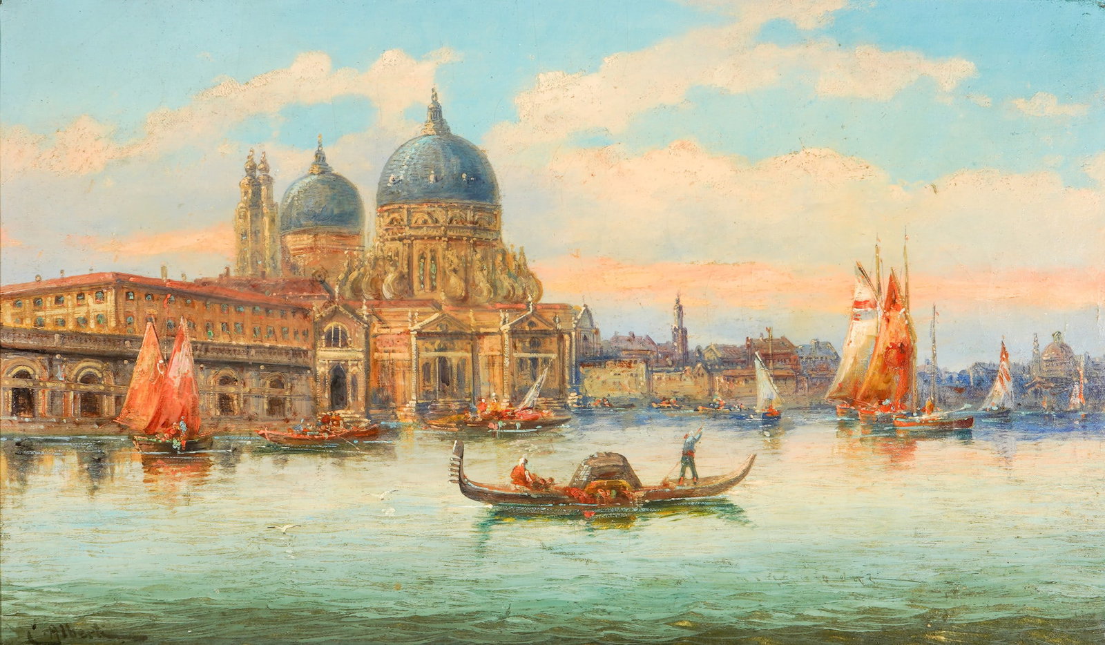 C. ALBERTI - Venice with a view of Santa Maria della Salute around 1900, (1 of 6)