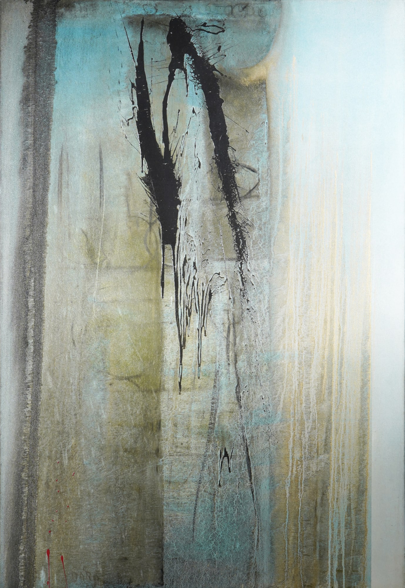 Antonio MARO (*1928) Large composition in a Plexiglas frame 169x124,: Oil on canvas, large format, signed Maro at the bottom, Peruvian-Belgian artist, born 1928 in Catacaos, Piura, Northern Peru, H 145 cm x W 100 cm, Plexiglas frame 169 cm x 124 cm, delivery with heavy 
