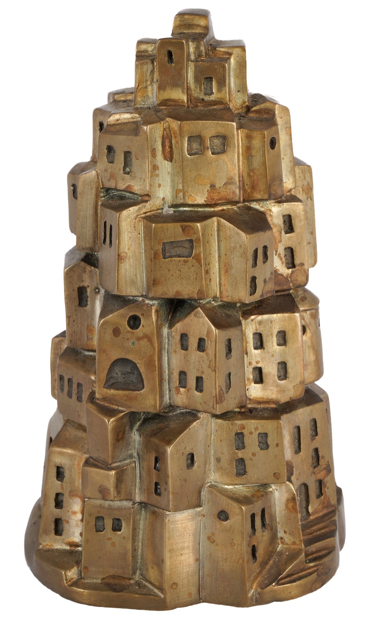 Schmaeke Art Foundry Bronze - The Tower of Babel: Bronze, marked KS (Herbert Schmaeke Art Foundry) + other hallmarks (unidentified), H 14 cm x W 8.5 cm