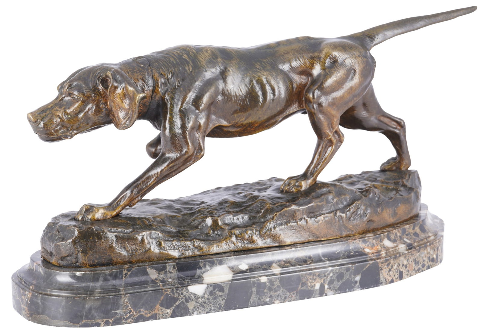 Clovis-Edmond Masson (1838-1913) bronze pointing dog / hunting dog, (1 of 6)