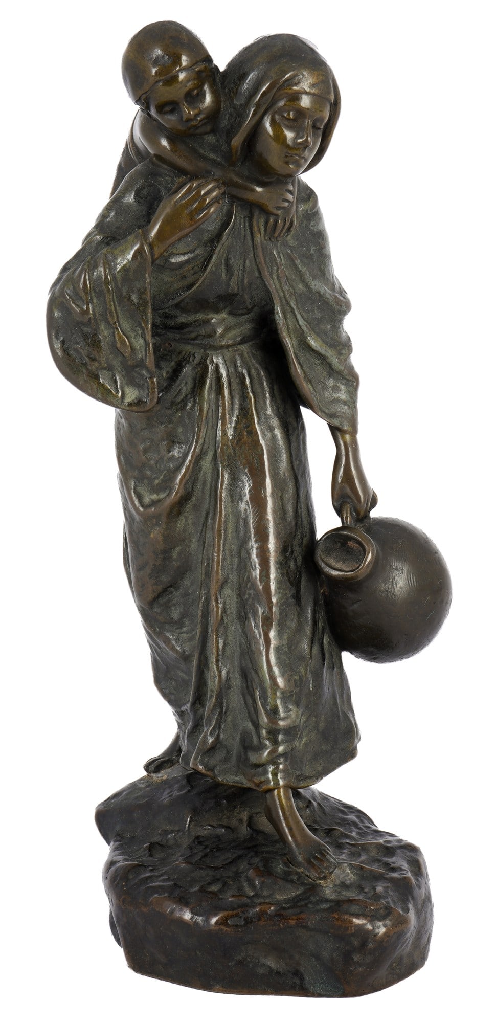 Andor RUFF (1885?1951) Bronze Water Carrier with Child, (1 of 6)