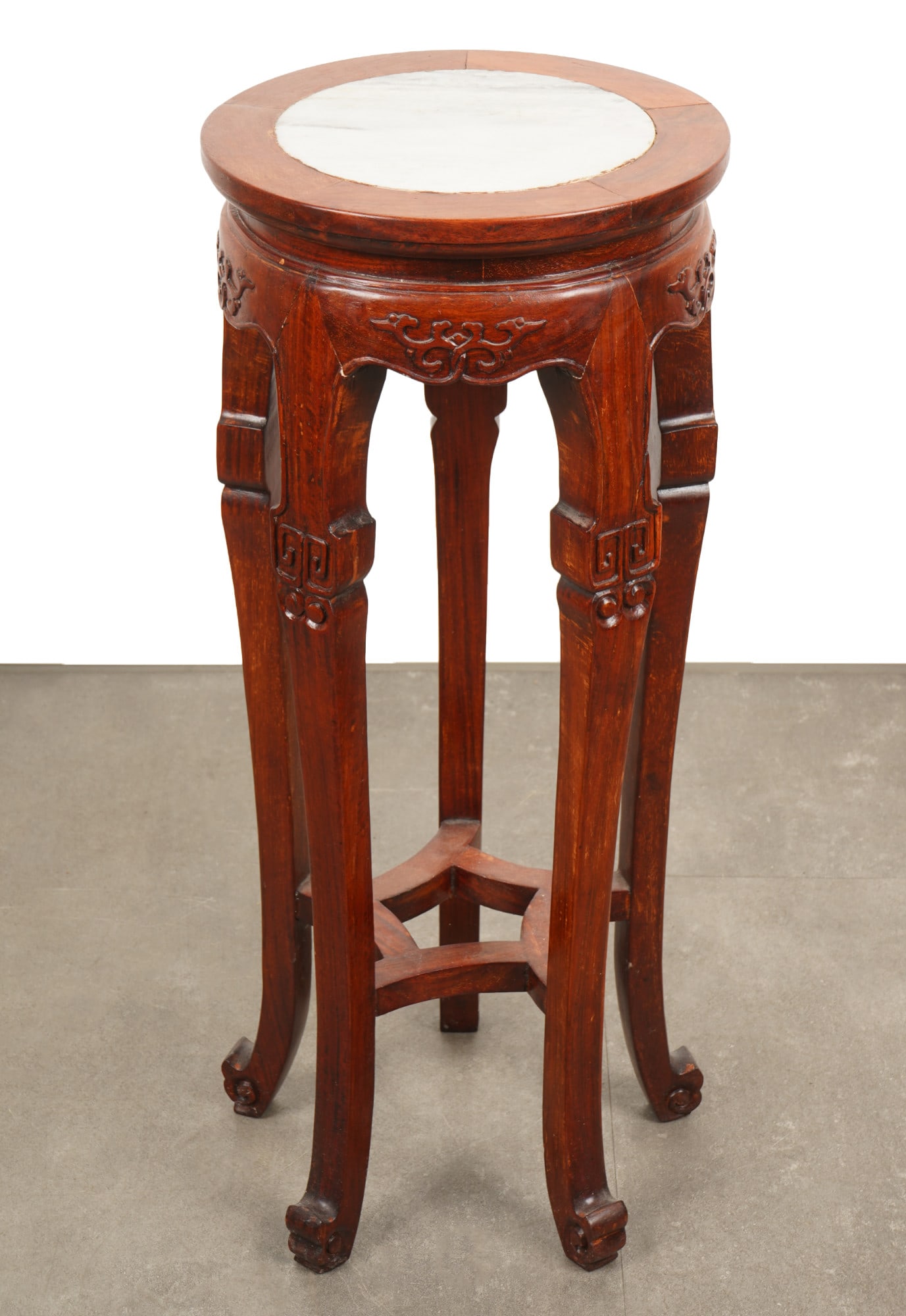 Side table in Ming style, China Qing Dynasty, from Hualimu,: Wood, China Qing Dynasty (1644–1911), Ming-style side table from Hualimu, round table with slightly flared, five-legged base, H 61.2 cm x D 25.5 cm, Belgian private collection