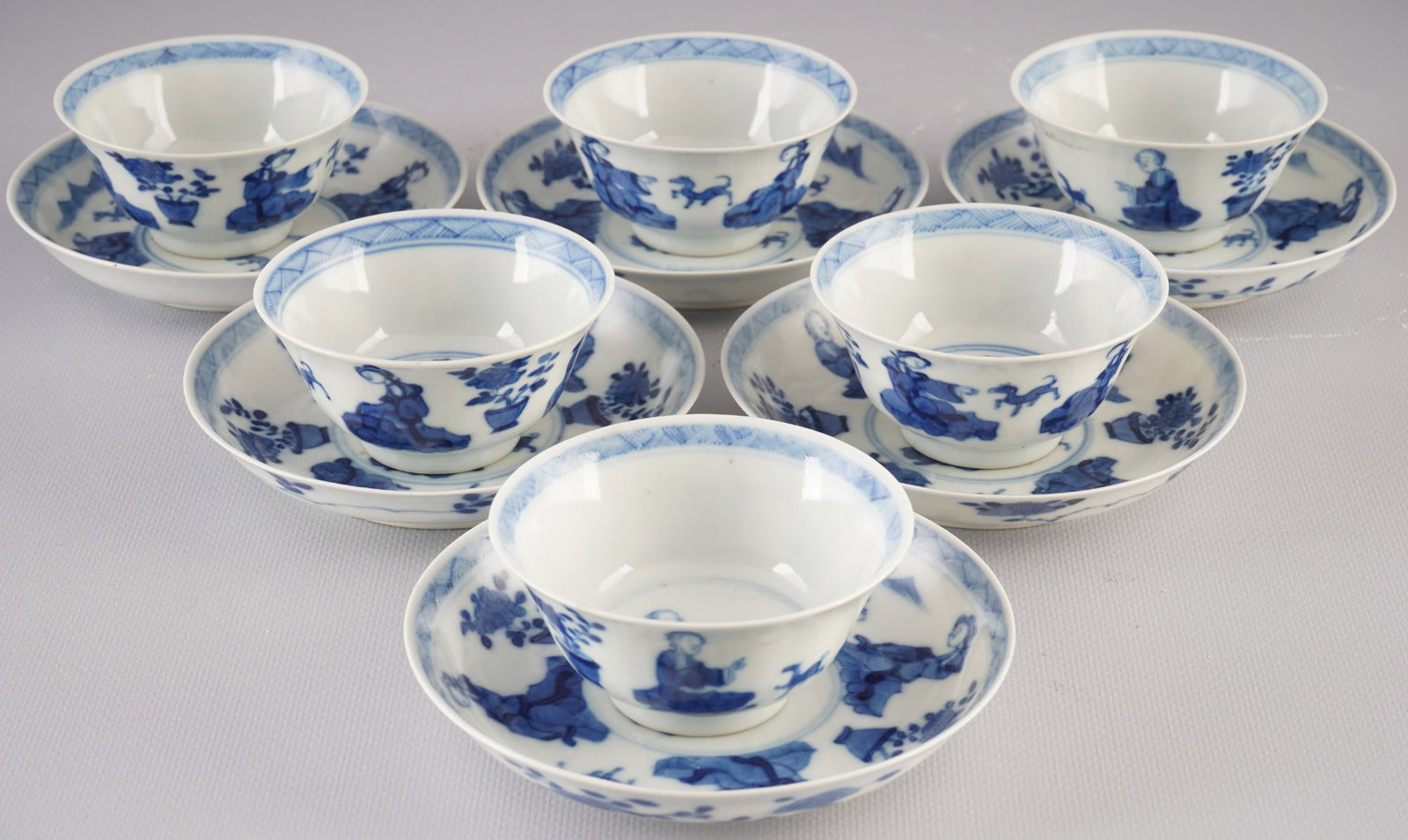 12-piece blue and white teacup and saucer set, China, Qing Dynasty (1 of 7)
