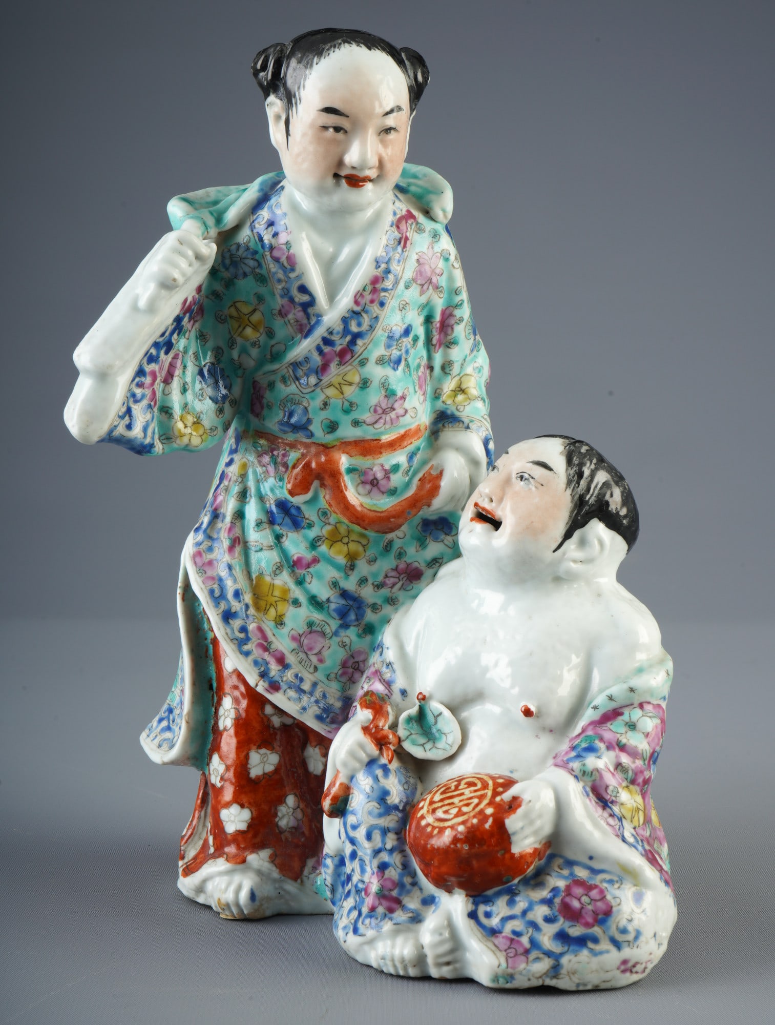 Famille Rose figurine group, China, Republican period (1 of 9)