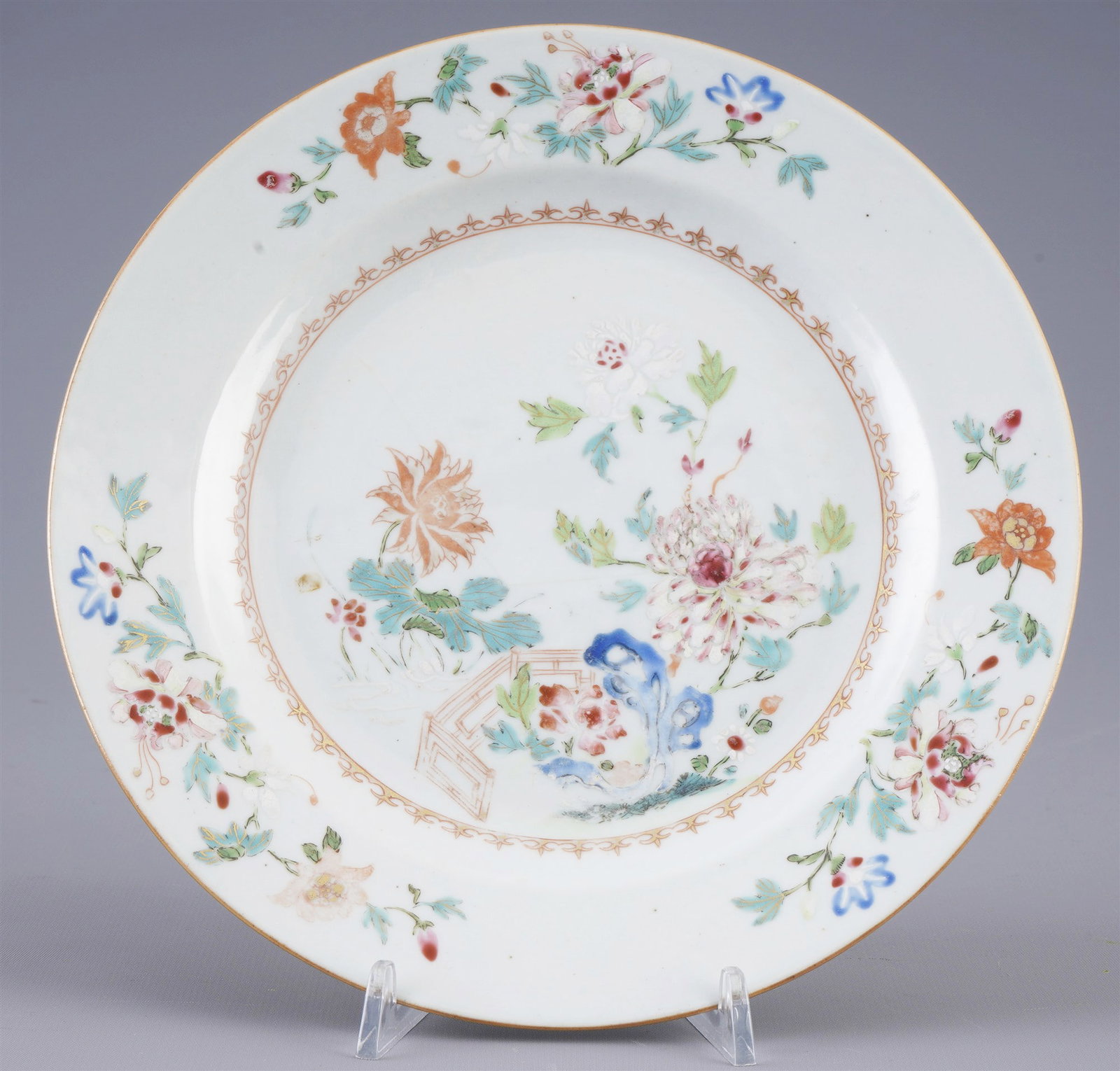 Fine famille rose plate with floral motif, China, Yongzheng period, (1 of 3)