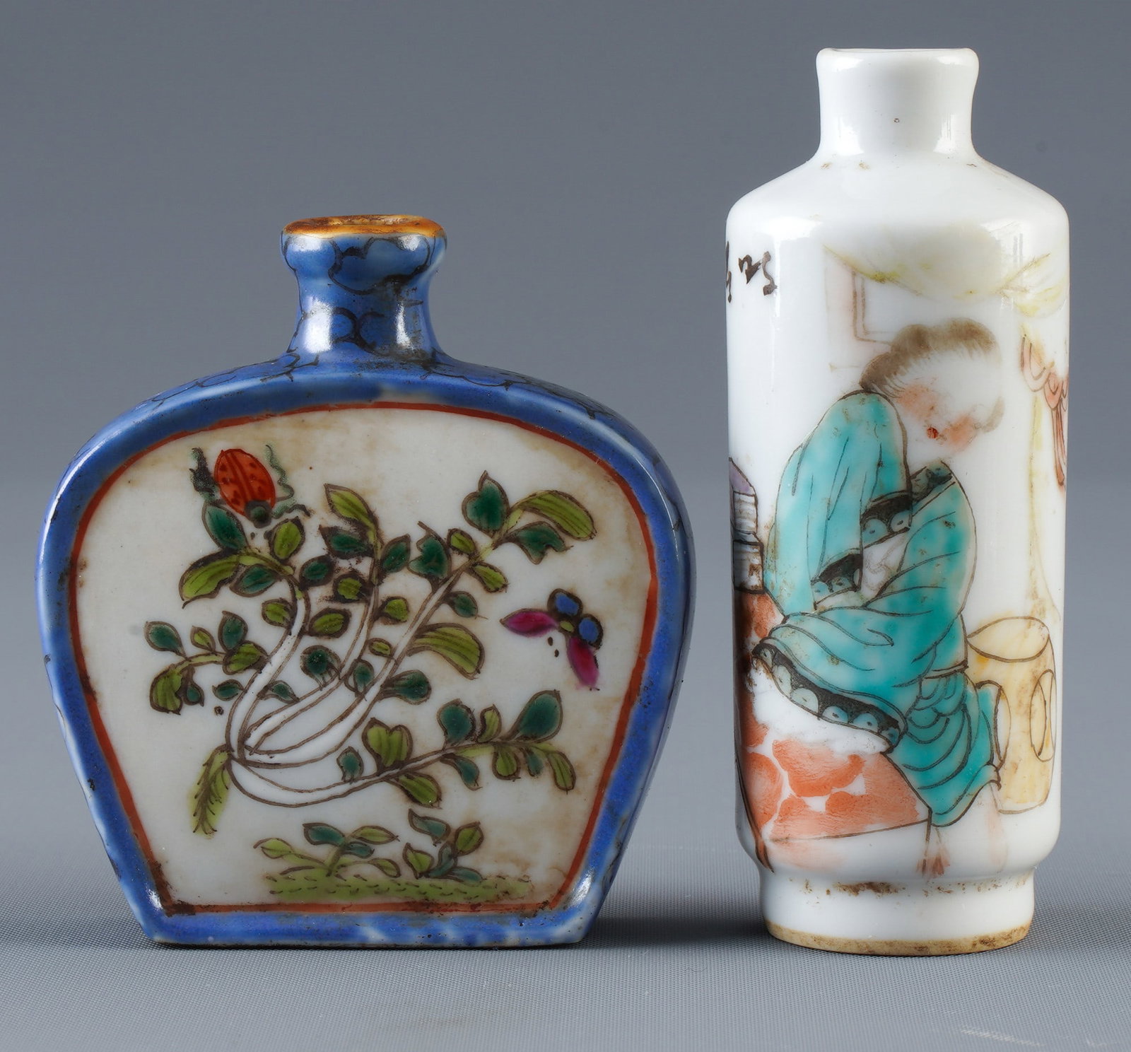 Two Famille Rose snuff bottles, China, late Qing/Republic period, (1 of 3)