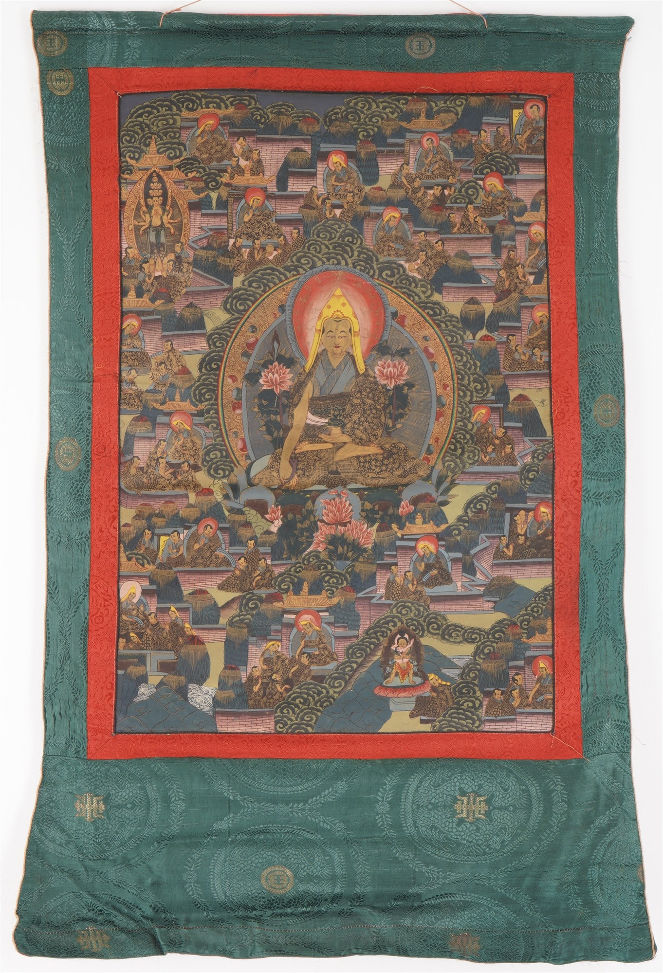 Thangka with Buddhist scene, Tibet, 19th/20th century (1 of 3)