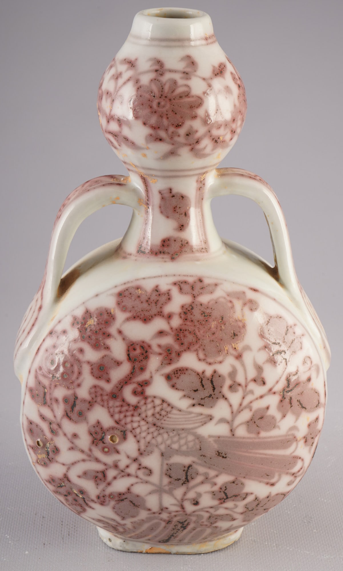 Antique copper-red bottle vase with double handles, China (1 of 7)