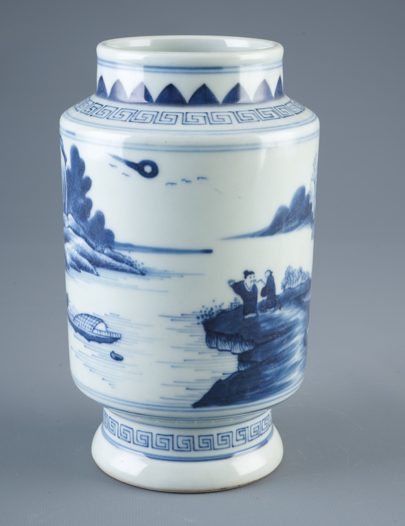 Blue and white cylindrical vase, China, probably 19th century. (1 of 7)