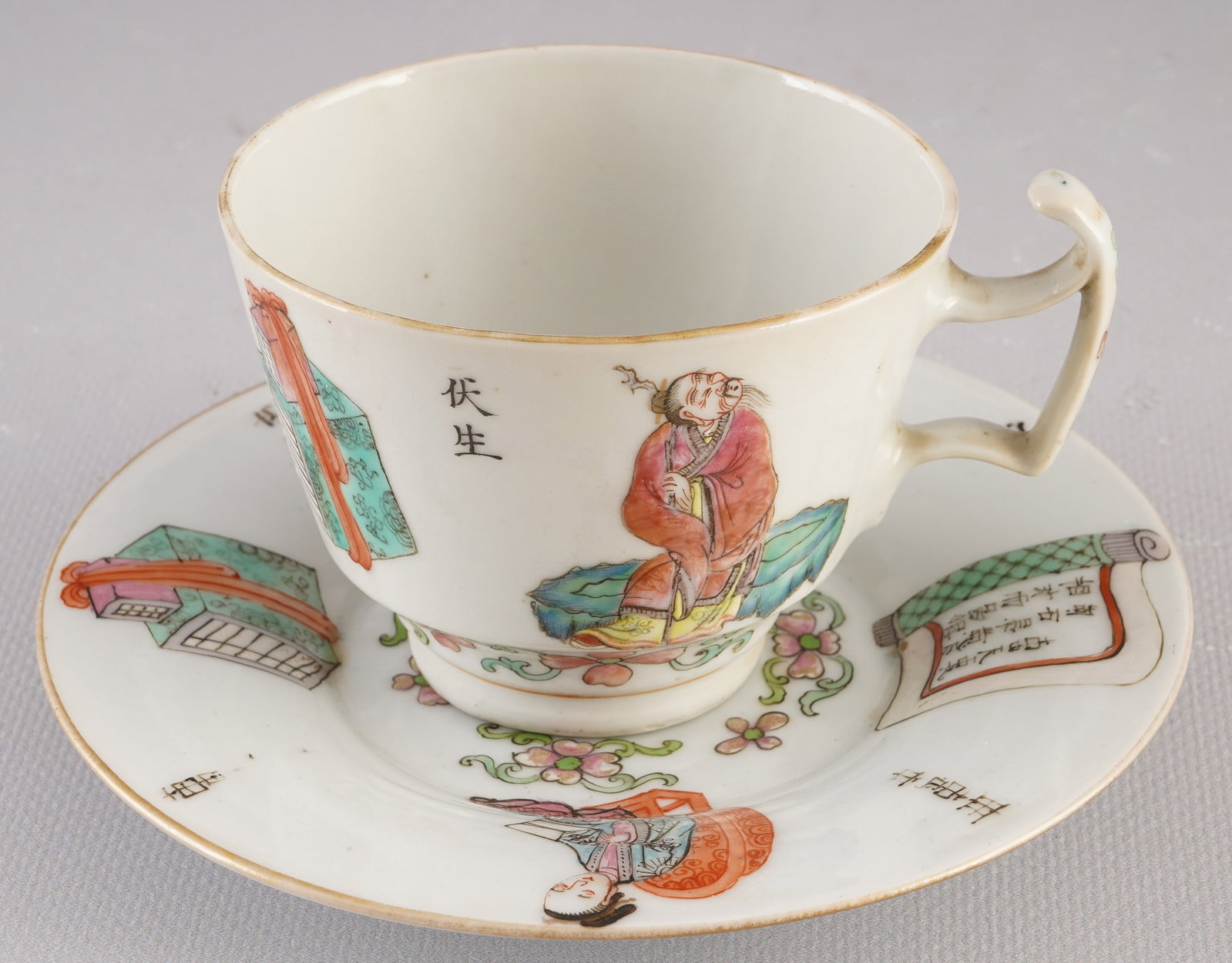 Famille Rose teacup and saucer, China, Qing Dynasty (1 of 7)