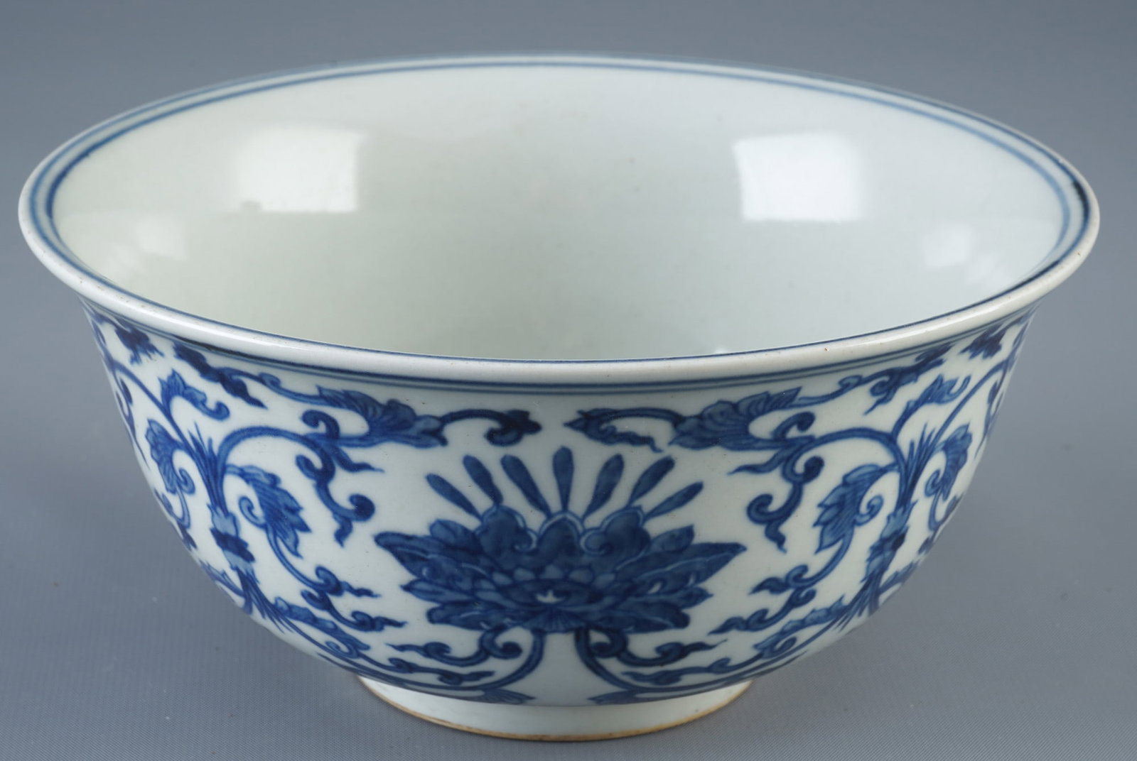 Large blue and white bowl, China, probably 19th century, (1 of 3)
