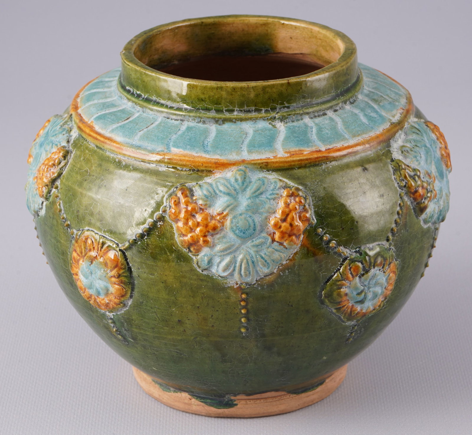 Green-glazed earthenware vase, China, probably Jin Dynasty, (1 of 5)