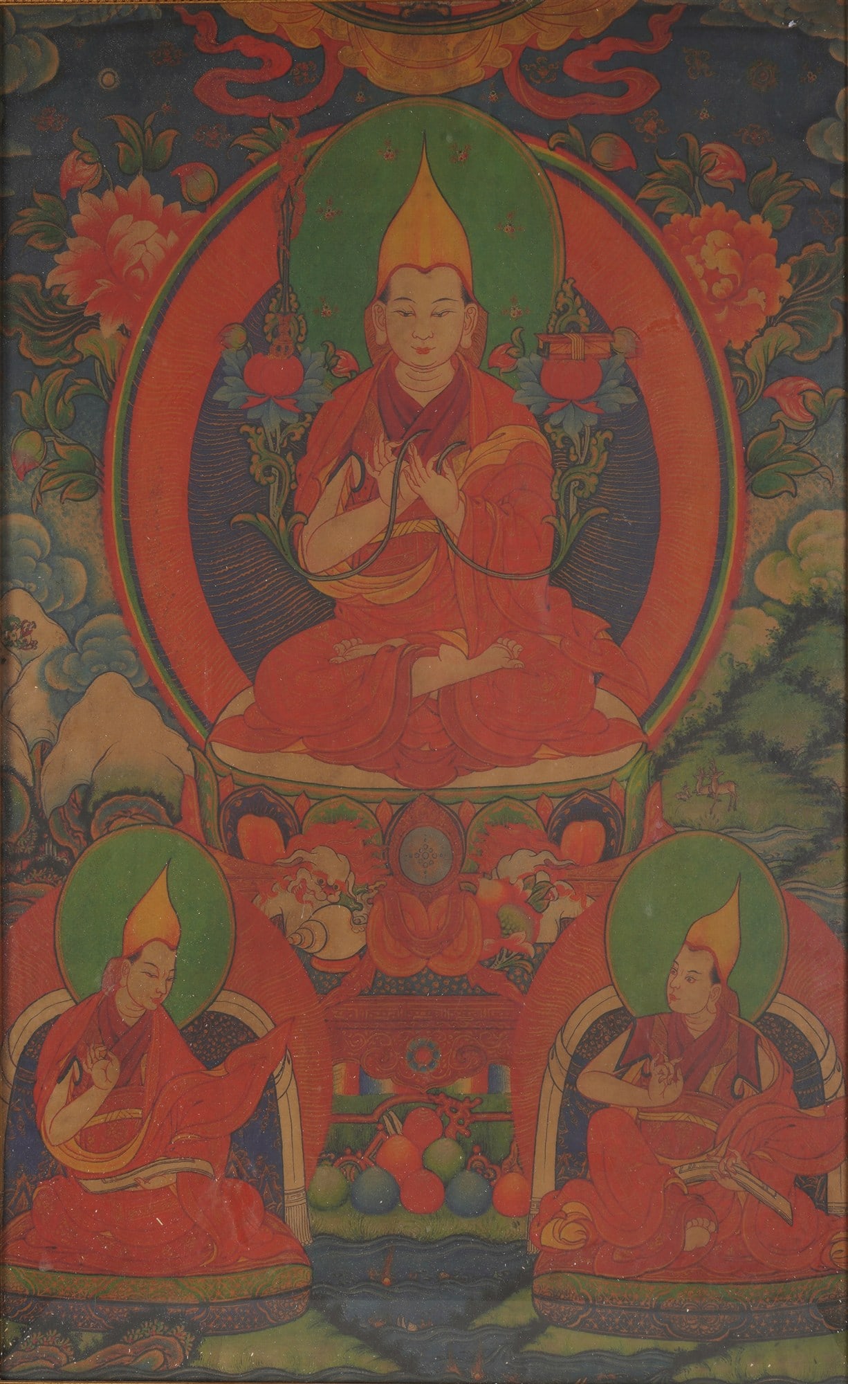 Thangka mit einer Guru-Figure, Tsongkhapa, Tibet, (1 of 2)