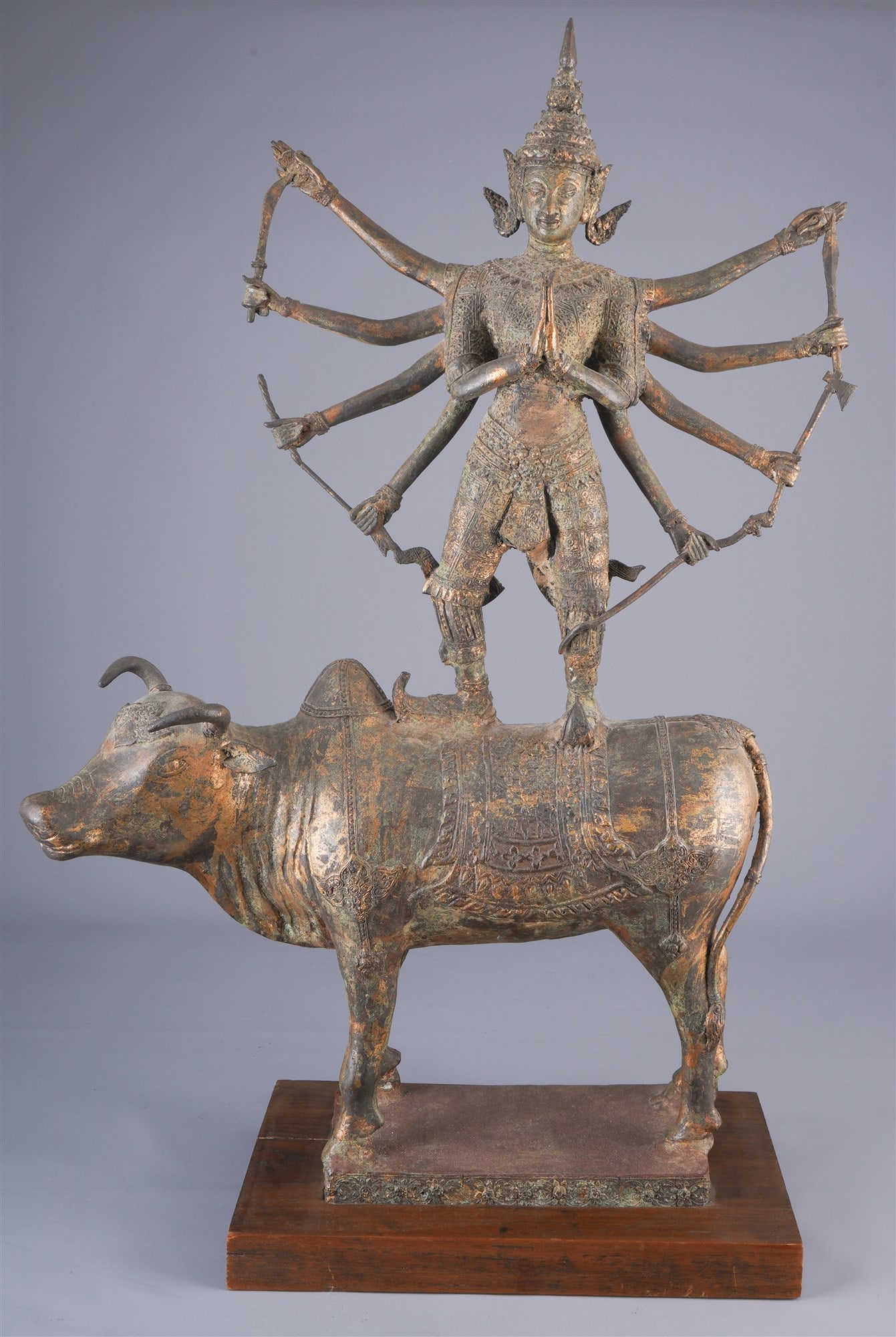 Large bronze sculpture of the ten-armed Shiva, Thailand, 19th century. (1 of 6)