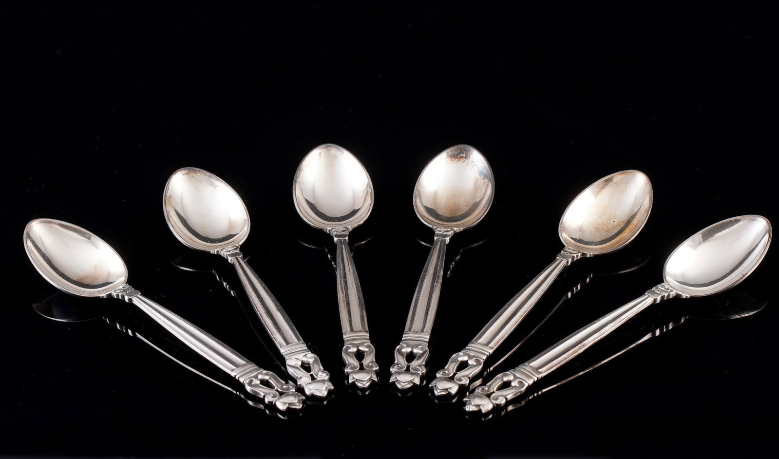 Georg Jensen Acorn 925 sterling silver 6 coffee spoons, (1 of 5)