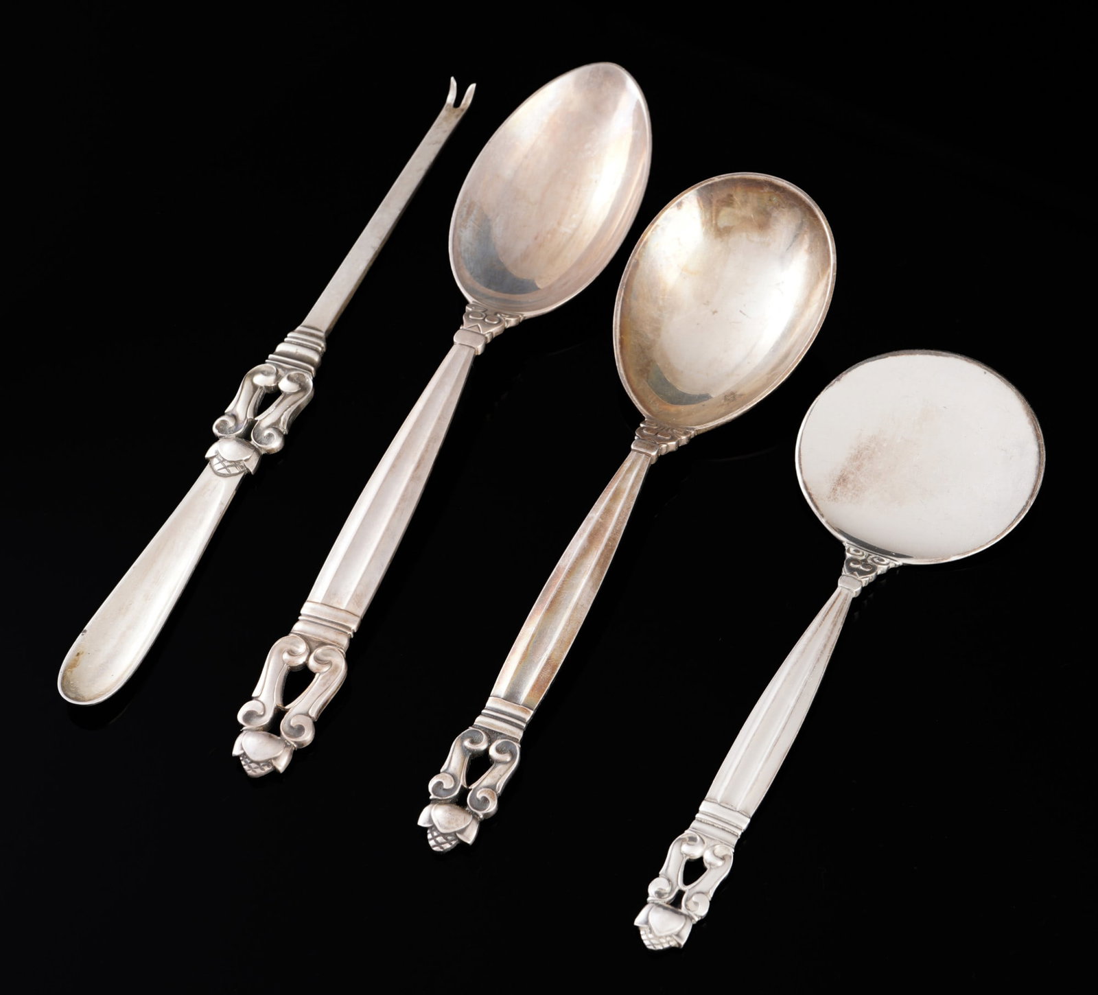 Georg Jensen Acorn 925 sterling silver 4-piece serving set, (1 of 4)
