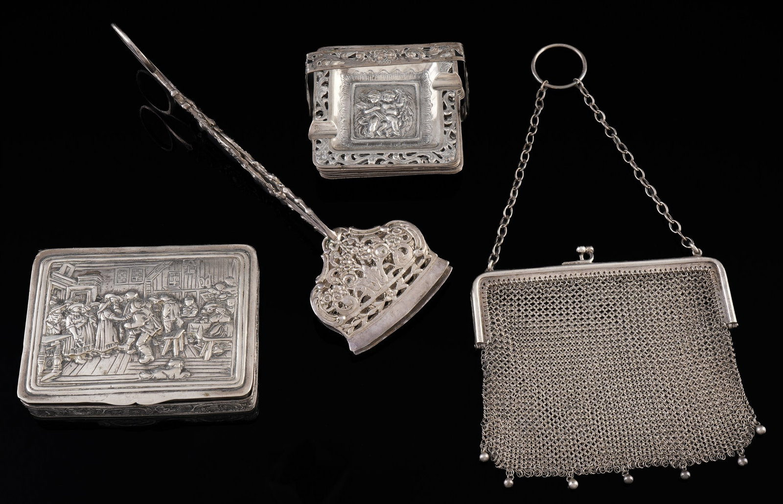 800 silver - 9-piece set of decorative objects, (1 of 9)