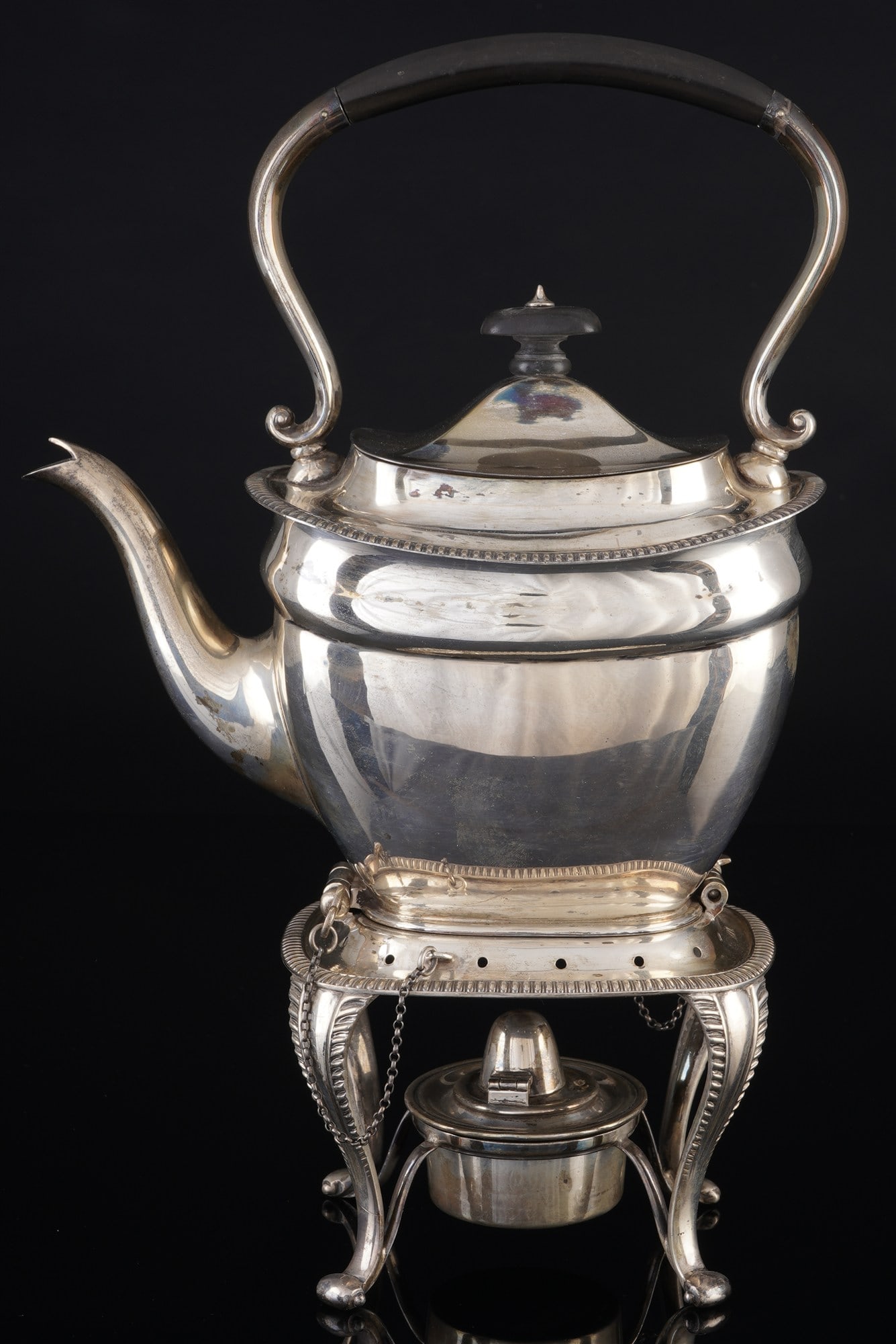 England 925 sterling silver Art Nouveau teapot on rechaud - Martin Hall & Co Ltd, (1 of 10)