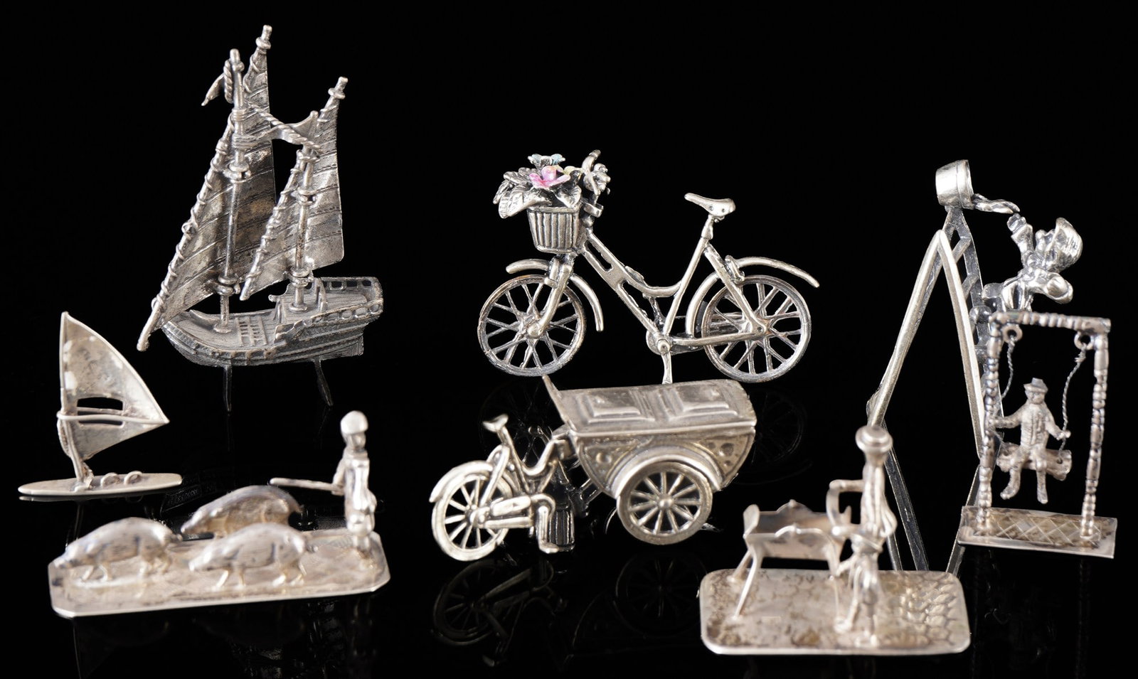 800-925 Silver Miniature Collection, 8 Figures (1 of 4)