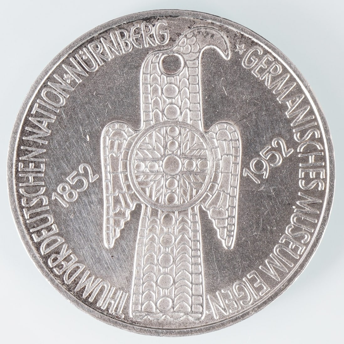 Silver 625/000, Germanic Museum Nuremberg, 5 DM 1952 D, weight 11.2 grams (1 of 2)