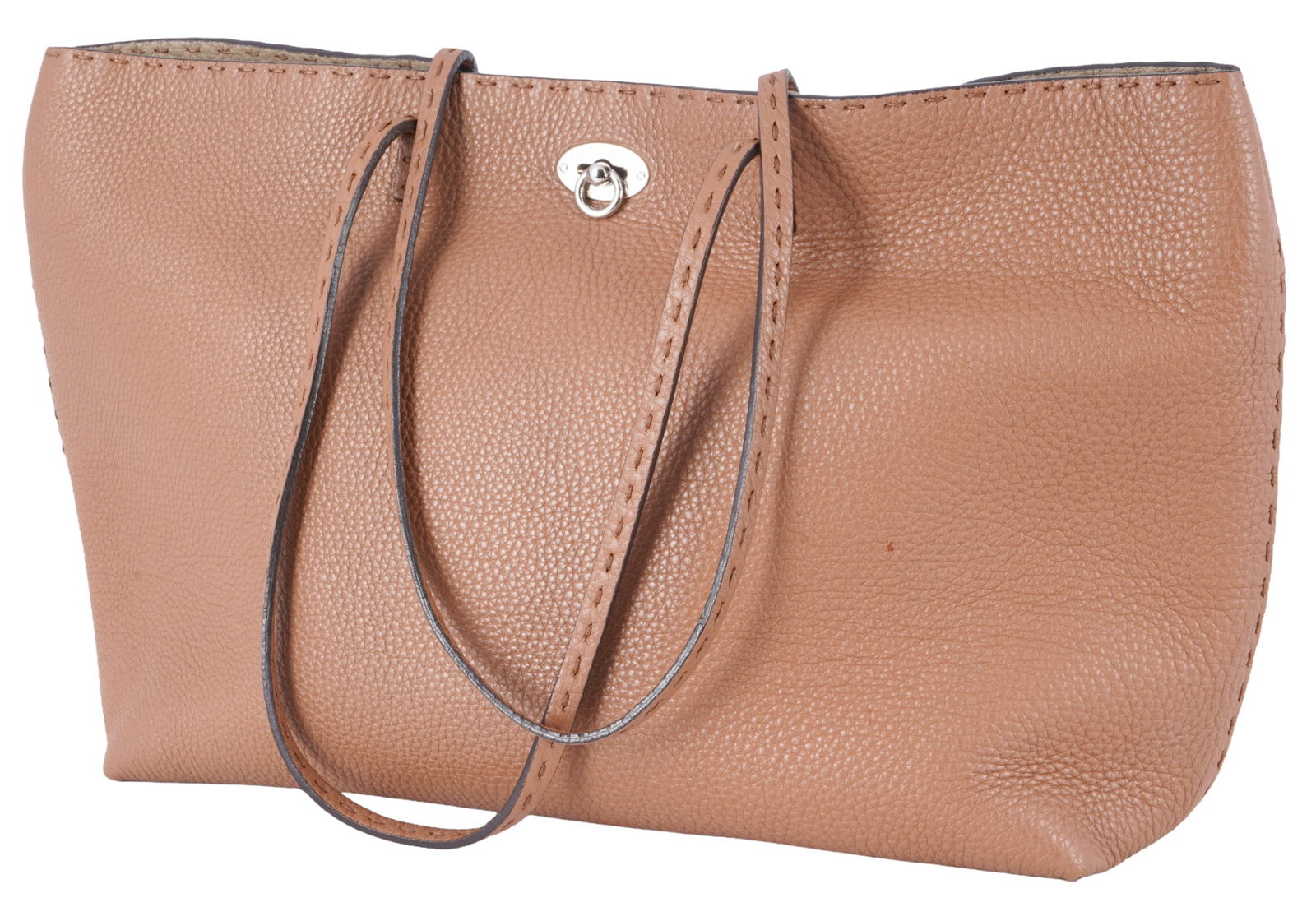Fendi Selleria Carla large shopper / shoulder bag,: Italy, Rome, made in Italy, women's shopper model "Carla" from the Fendi Selleria line, 925 sterling silver logo plaque inside, handcrafted Cuoio Romano leather (fine grained calfskin), two carrying h
