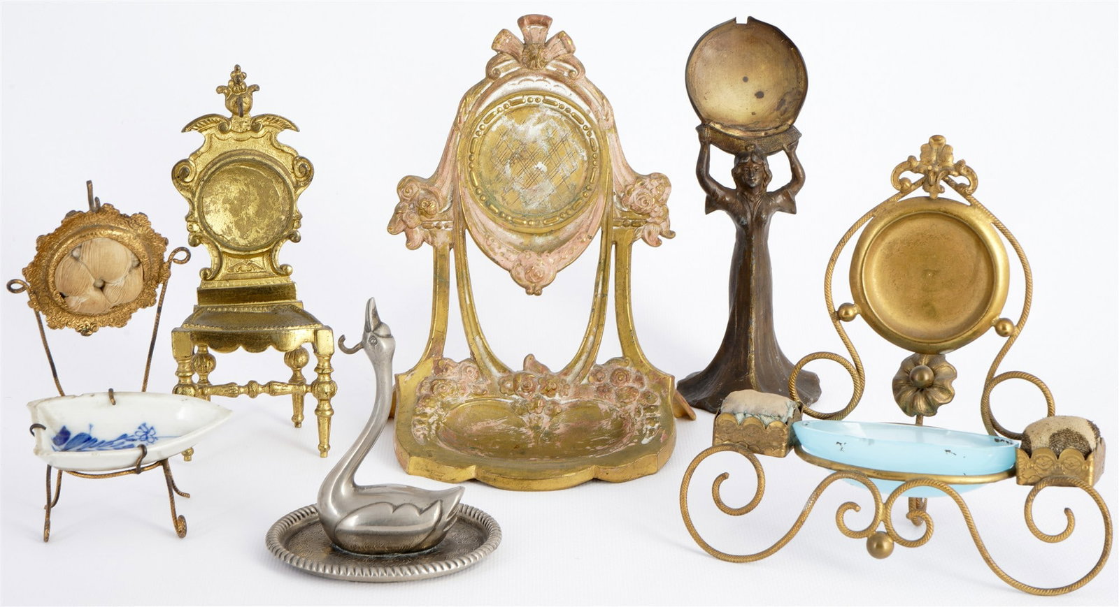 7 historical pocket watch cases and watch stands circa 1880-1930, (1 of 4)