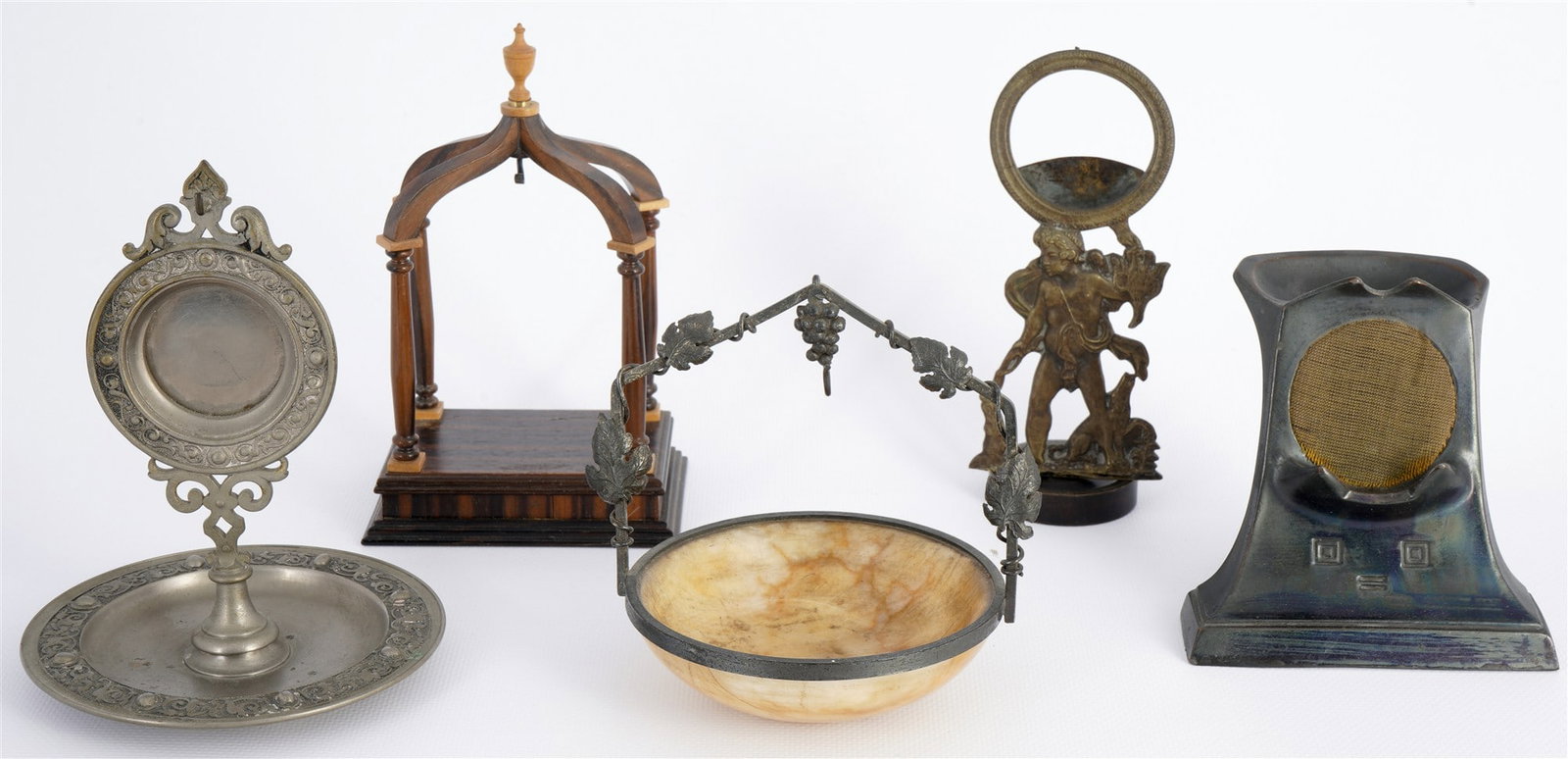 5 historical pocket watch cases and watch stands circa 1880-1920, (1 of 4)