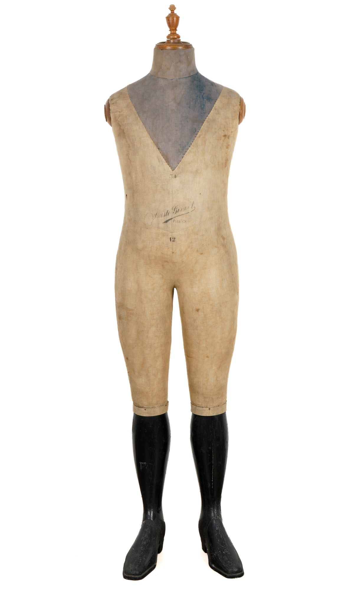 Buste Girard Paris - Full-body dressmaker's dummy circa 1900-1930,: France circa 1900-1930, H 133 cm x W 32 cm x D 23 cm, the body retains its original linen covering with a clearly legible manufacturer's stamp "Buste Girard PARIS" and the size designation "12", the n