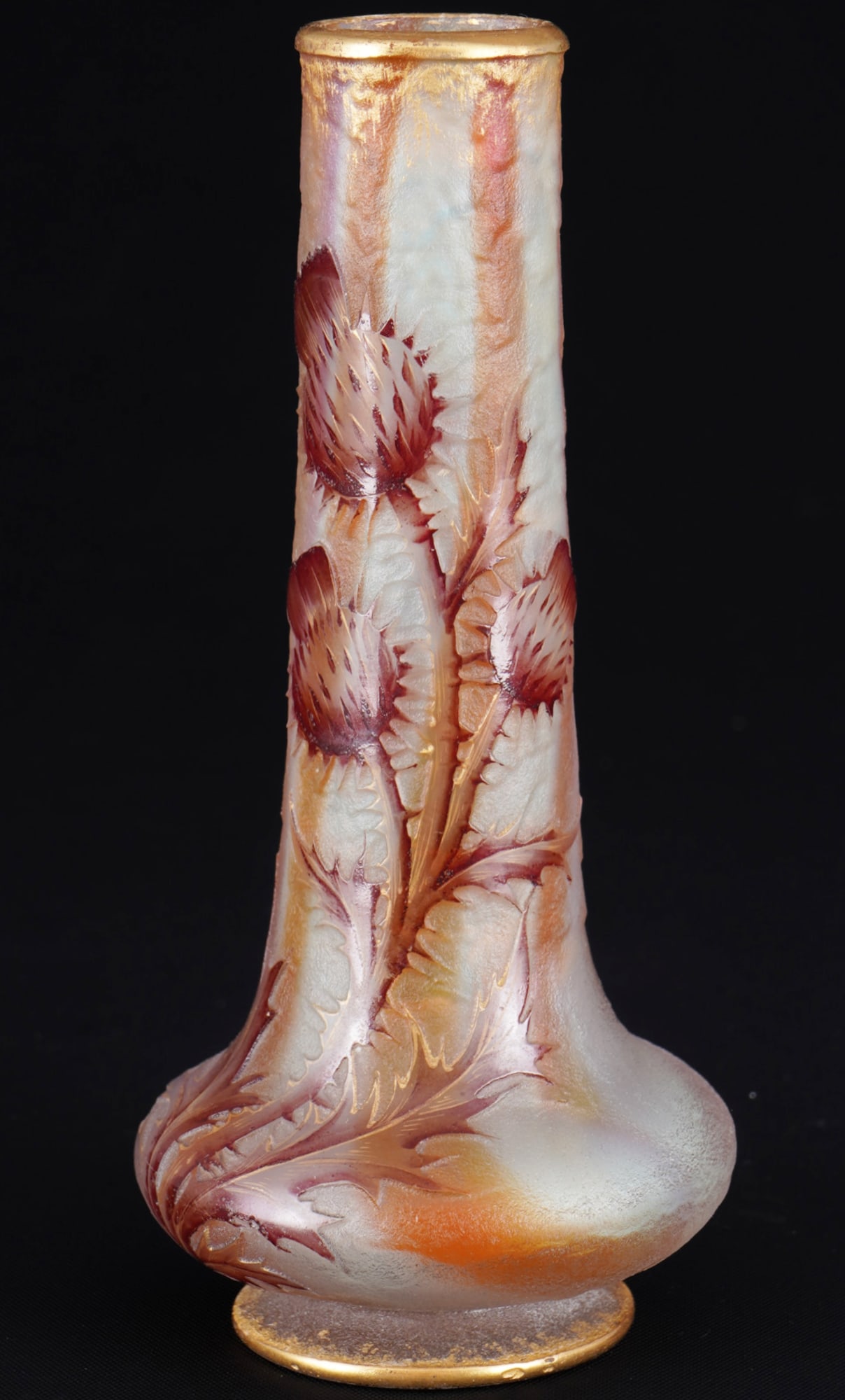 Daum Freres Nancy c. 1900 Art Nouveau vase Chardons de Lorraine, (1 of 4)