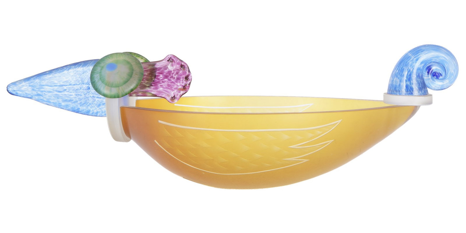 Glasstudio Borowski bird boat bowl - Stanislaw BOROWSKI,: glass, scratch mark on the bottom Glasstudio Borowski, designed by Stanislaw BOROWSKI (1944), bird-shaped boat bowl made of assembled glass elements, H 13 cm x L 42 cm x B 16,5 cm