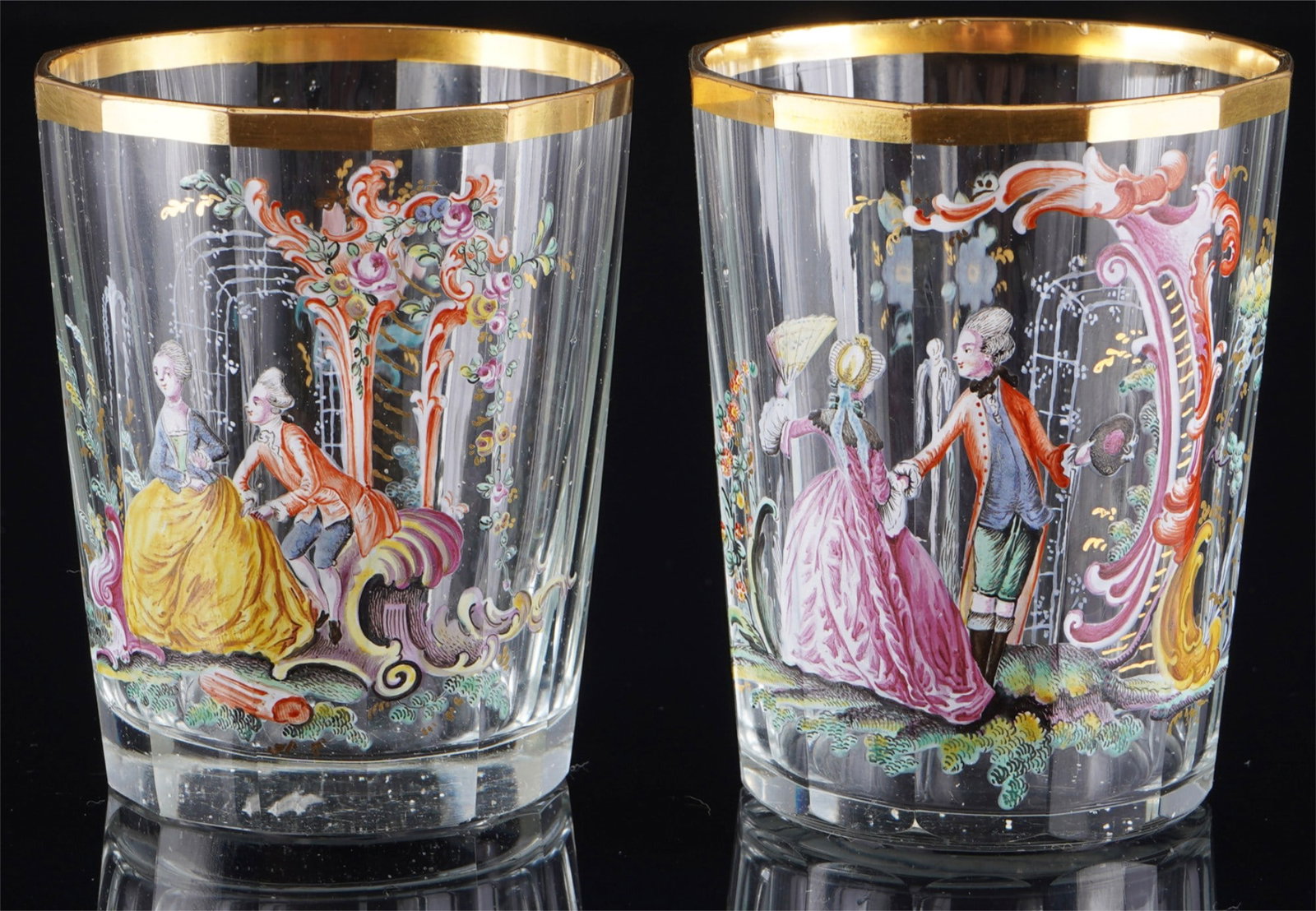 Pair of Rococo view beakers 18th century, (1 of 5)