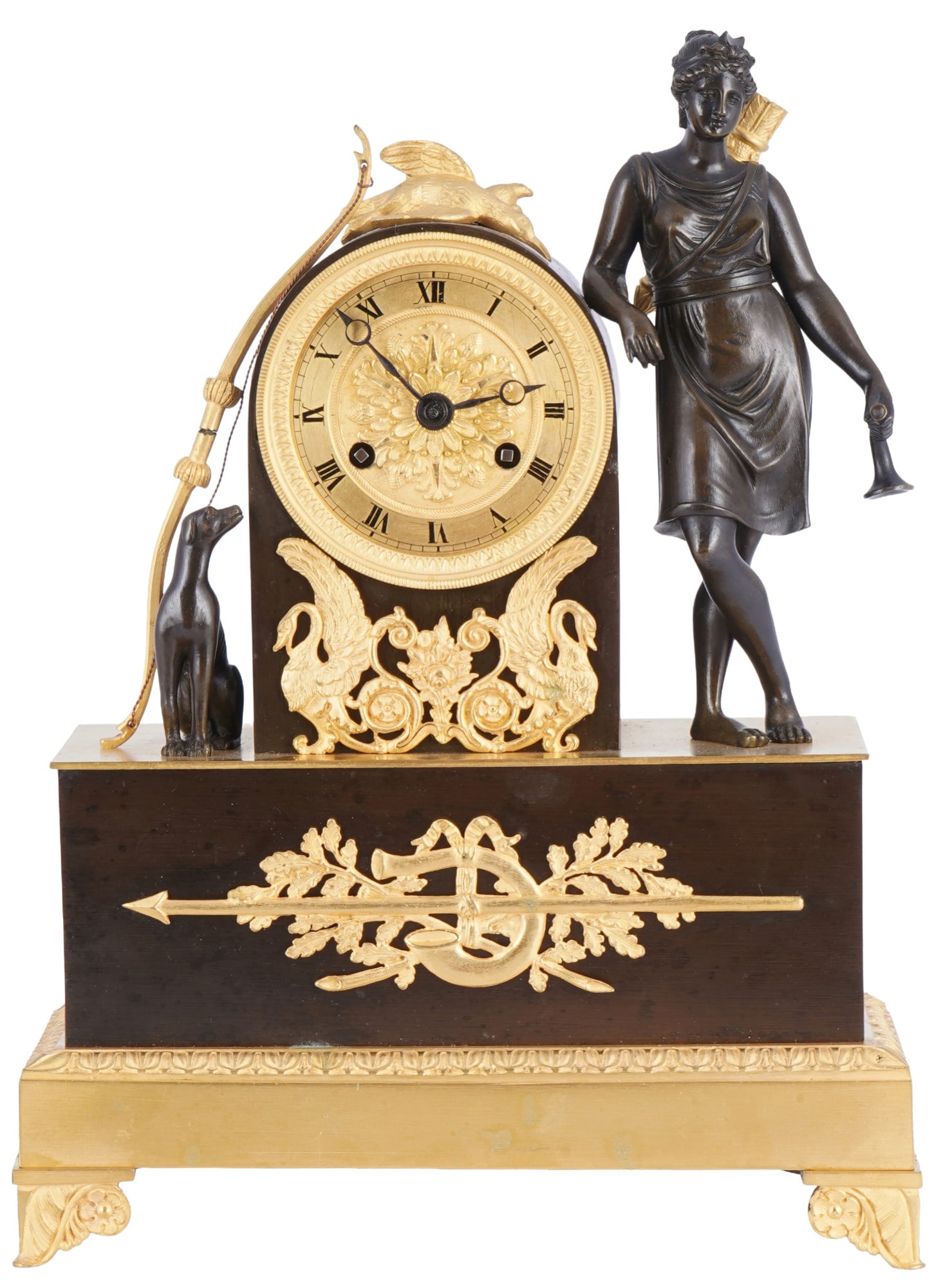 Empire mantel clock / clock Diana the Huntress, France 1810-1840, (1 of 10)