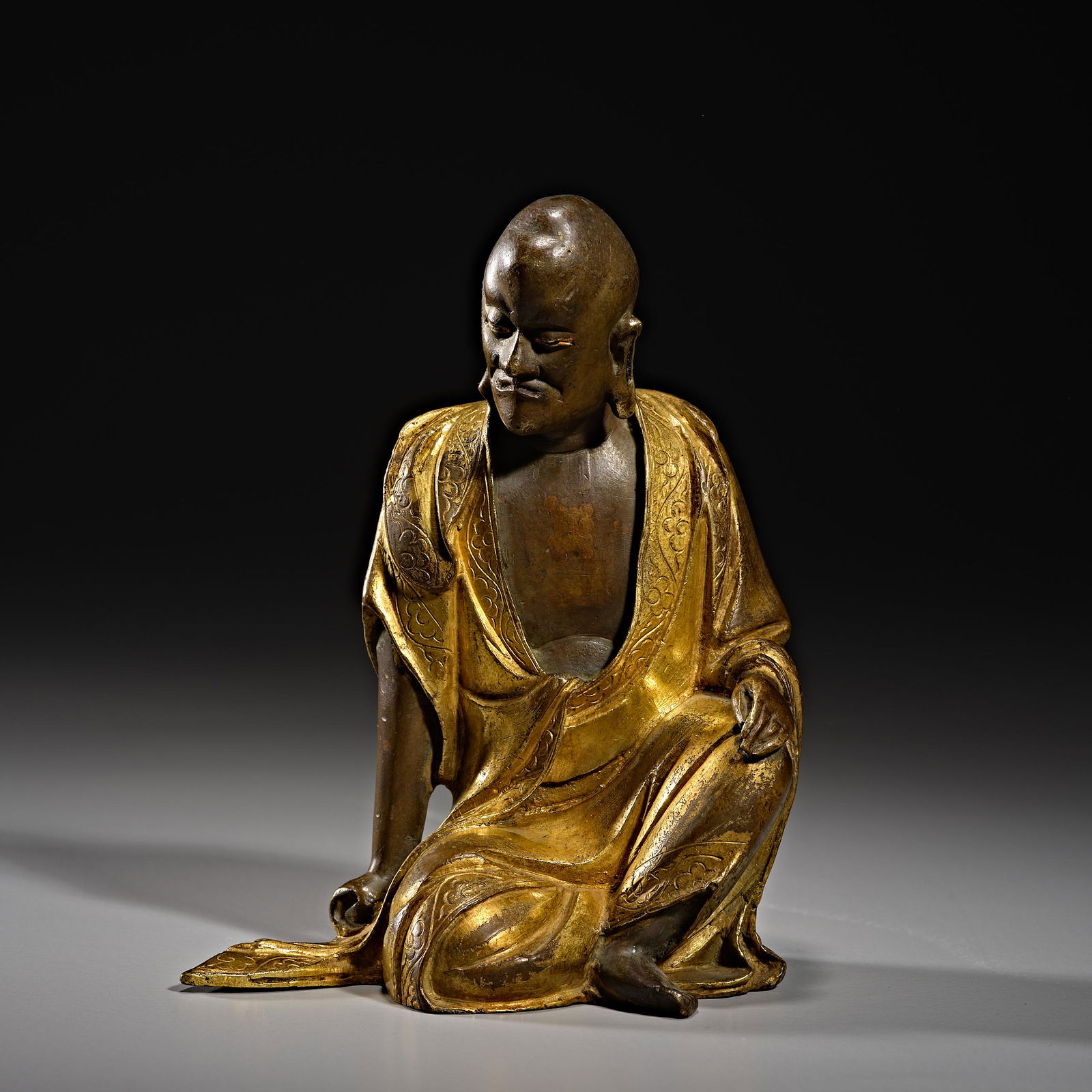 Chinese qing dynasty bronze gilt arhat statue (1 of 7)