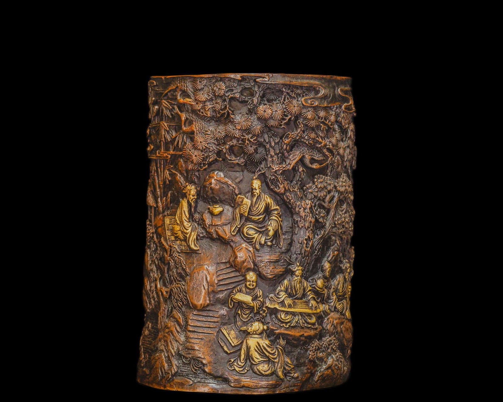 Chinese Ming dynasty bronze pen holder (1 of 10)