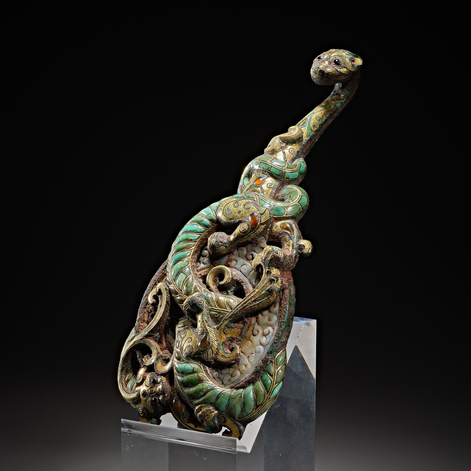 Chinese Han Dynasty gold and silver belt hook (1 of 6)