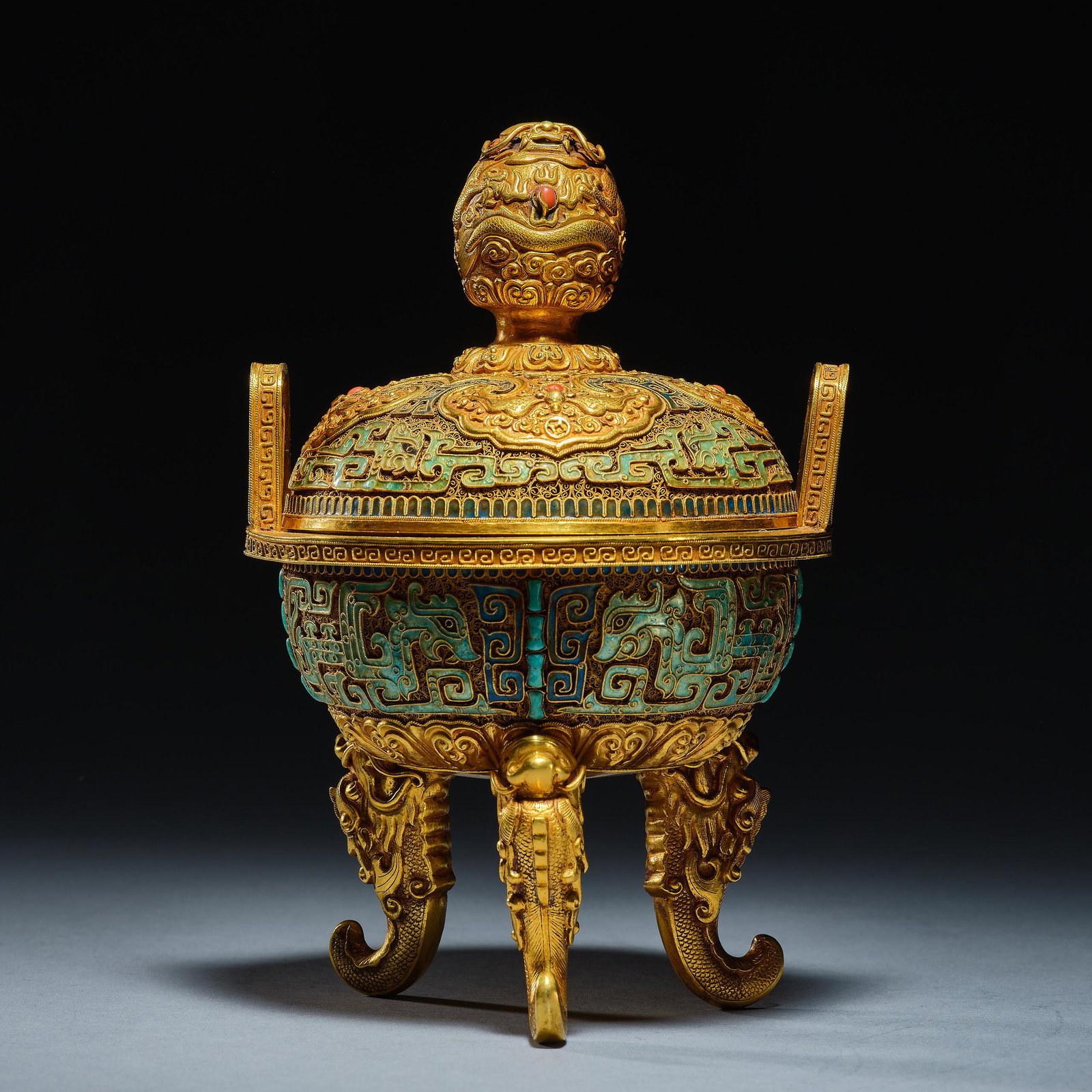 Chinese qing Dynasty pure gold furnace (1 of 8)