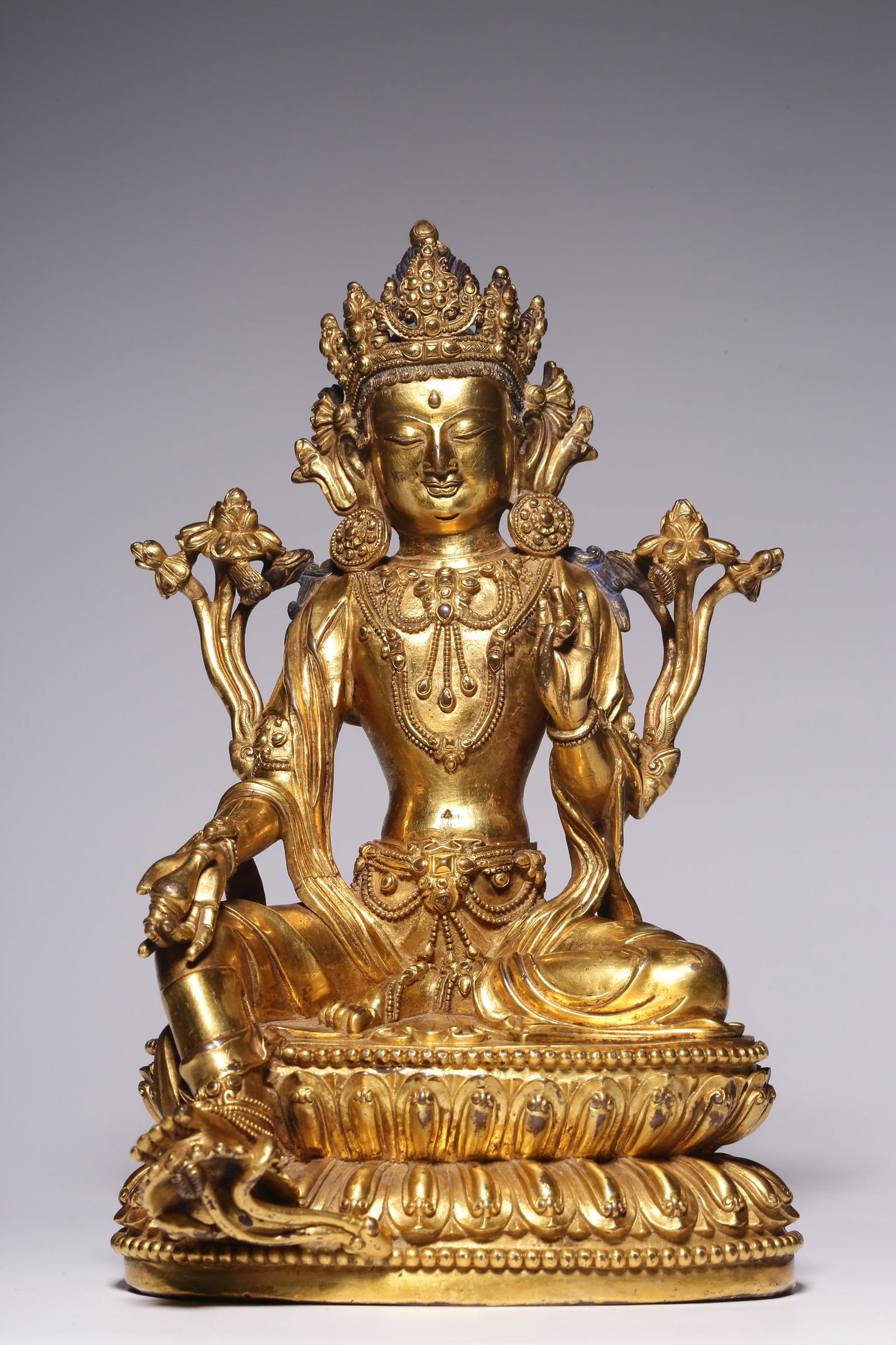 "Ming Dynasty, bronze gilt tara sitting statue (1 of 9)