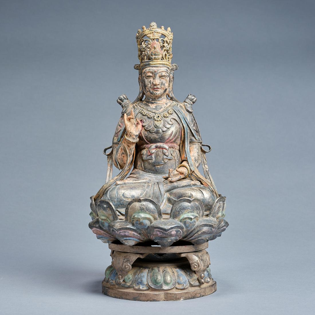 Pure silver painted Bodhisattva statues from Song Dynasty China (1 of 9)