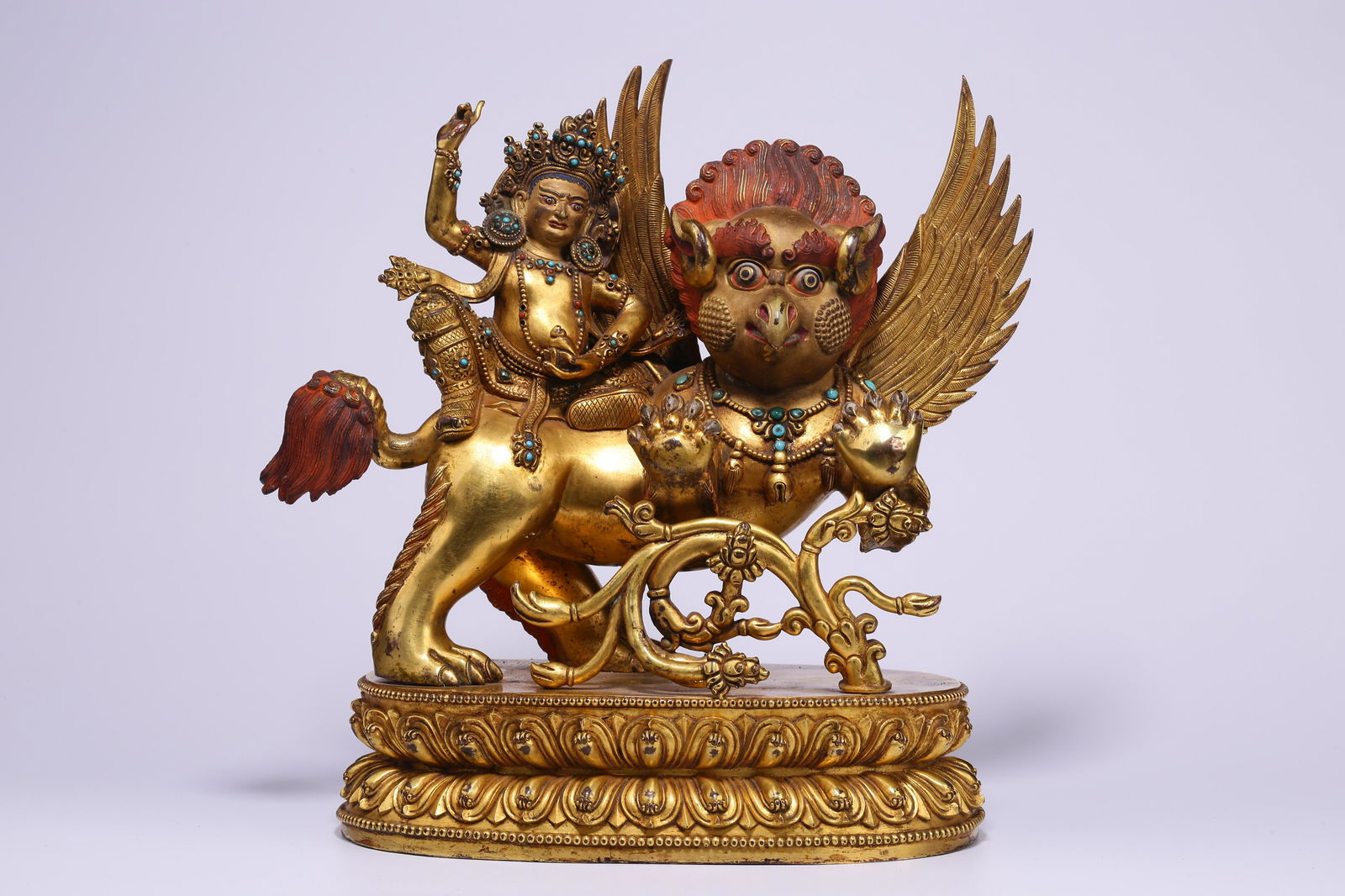 Ming Dynasty, bronze gilt Dapeng Ming king statue (1 of 9)