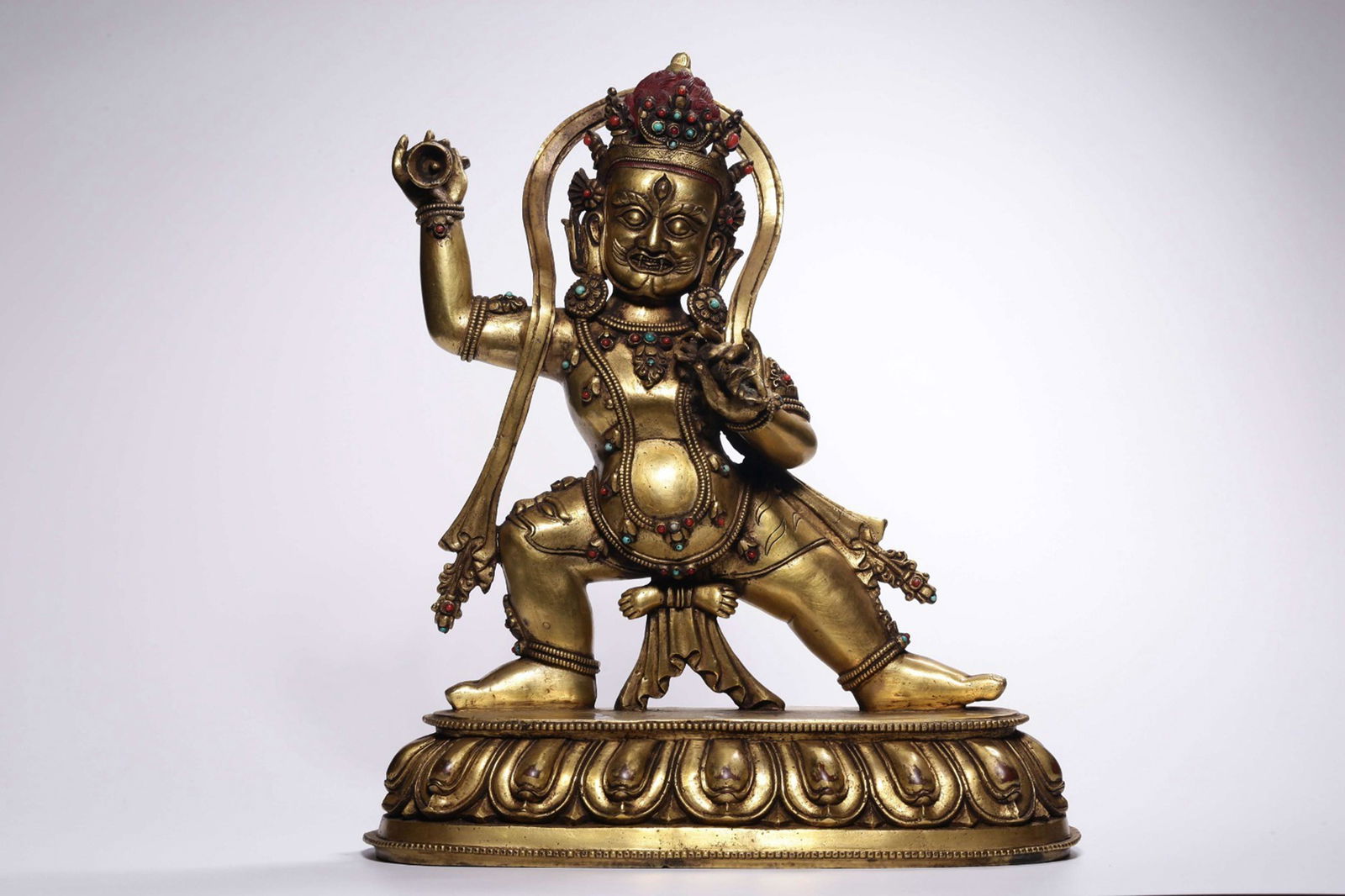 Qing Dynasty, bronze gilt with 100 treasures inlaid Vajra Bodhisattva statue (1 of 9)
