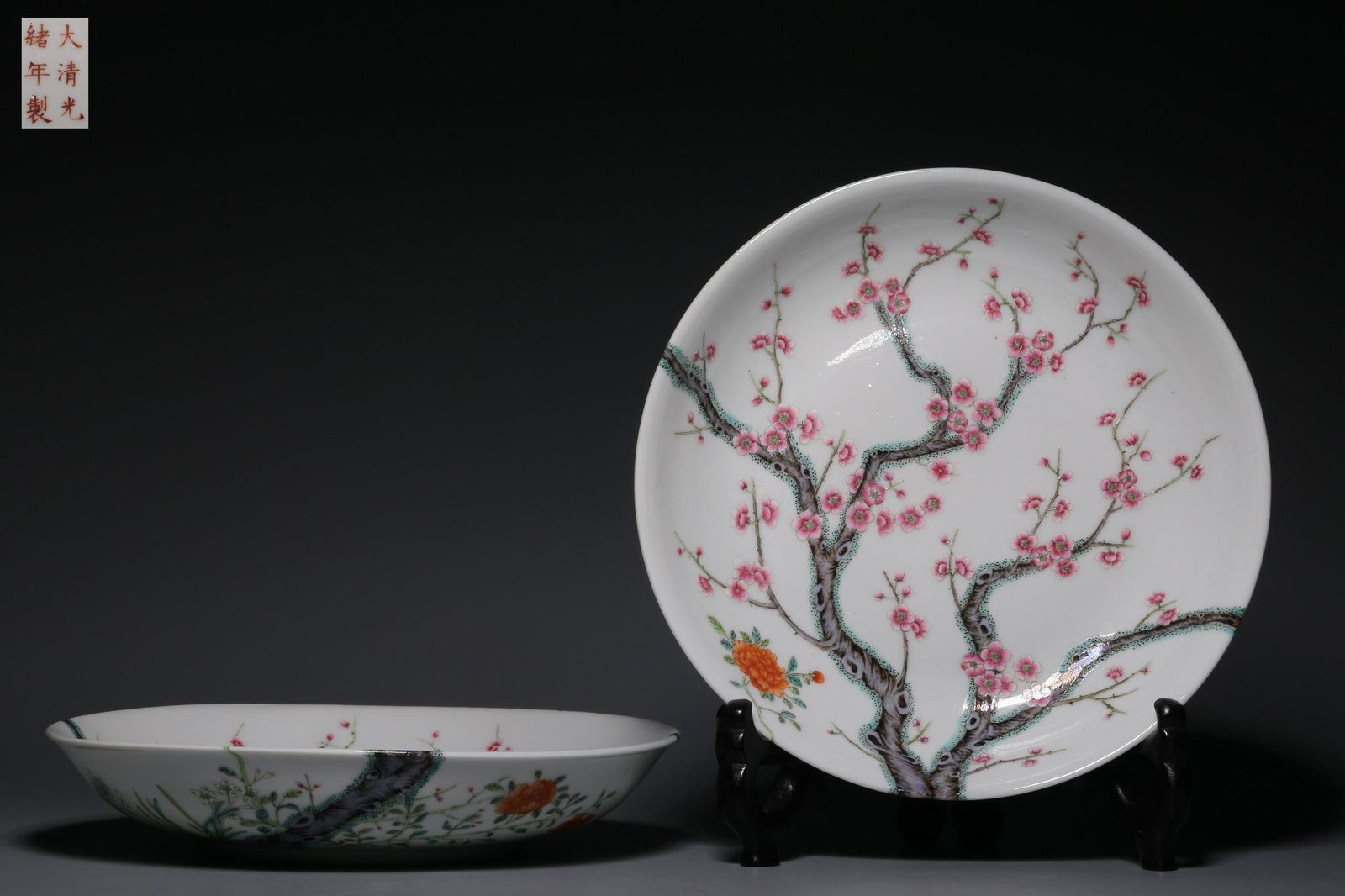 Pastel plum blossom picture over the wall plate a pair (1 of 9)