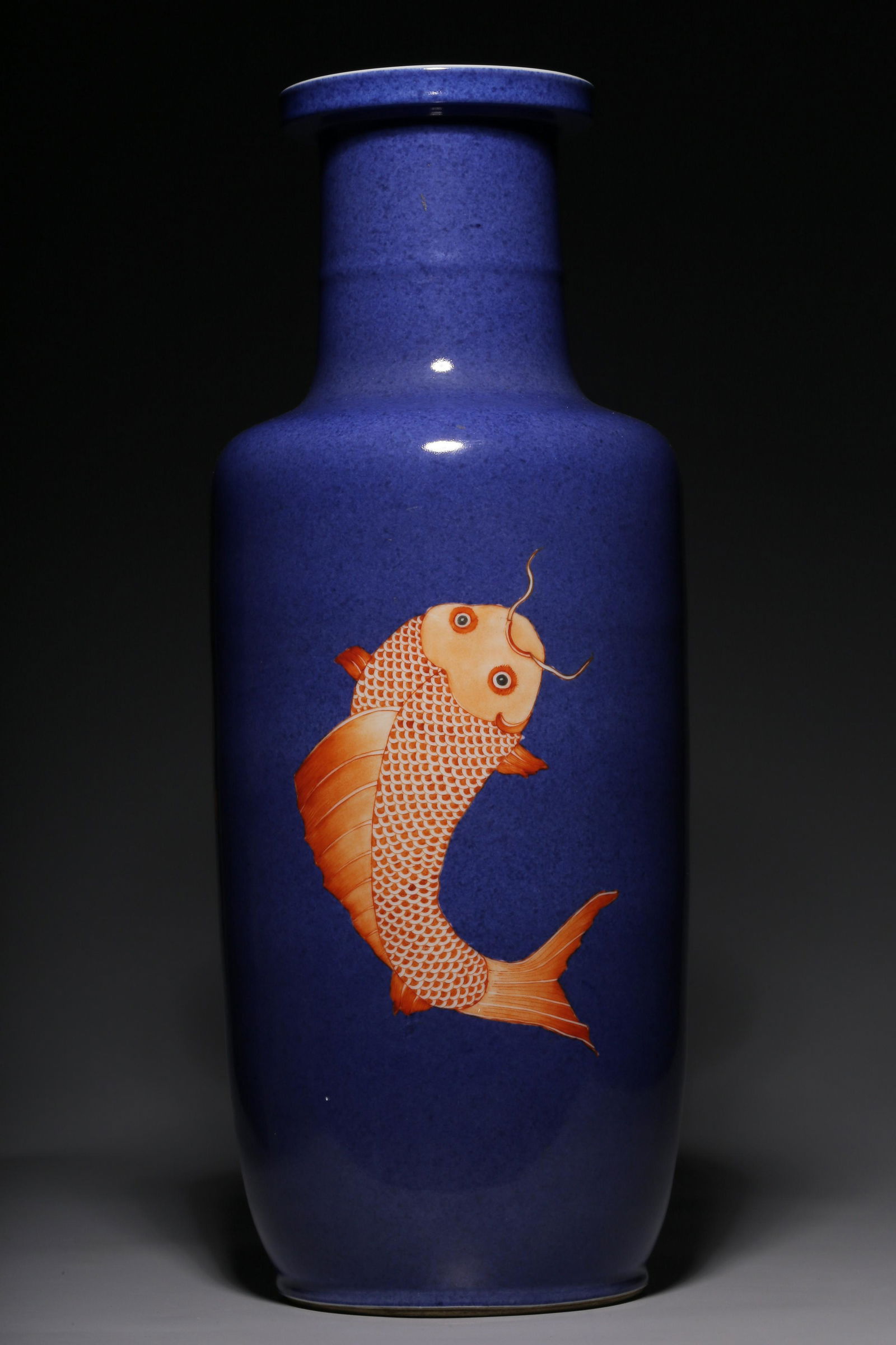 Sprinkle blue glaze alum red carp figure stick bottle (1 of 9)