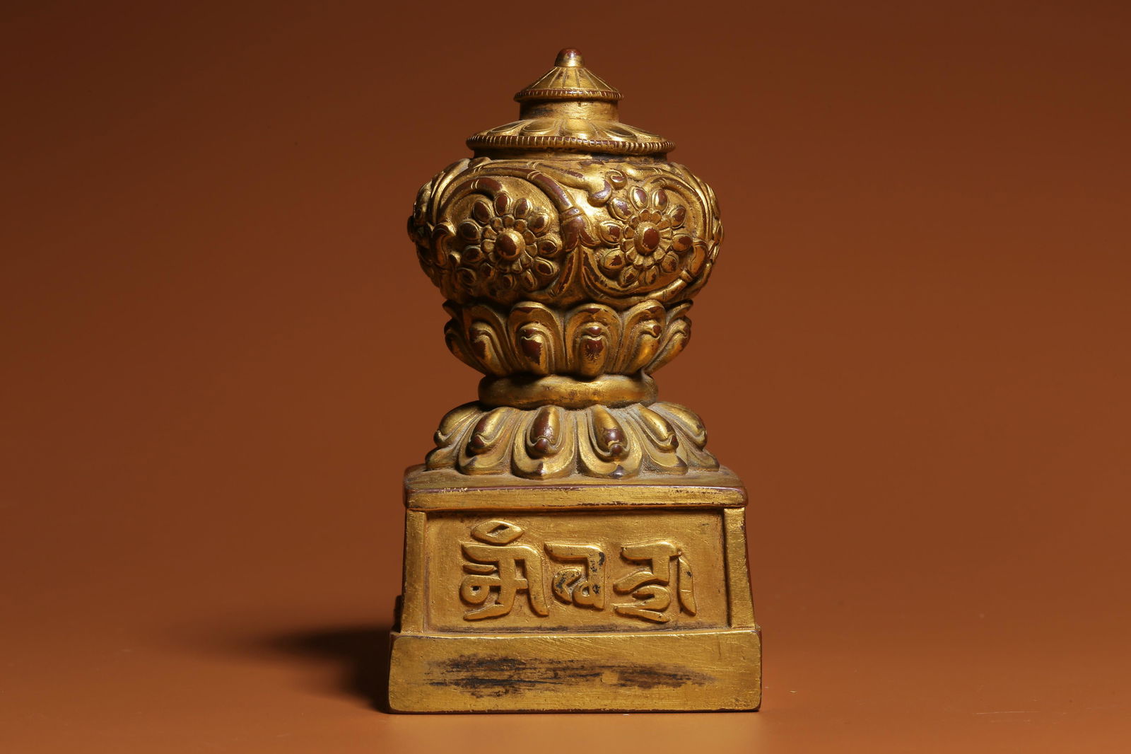 Qing Dynasty, gilt copper, Tibetan method of printing (1 of 6)