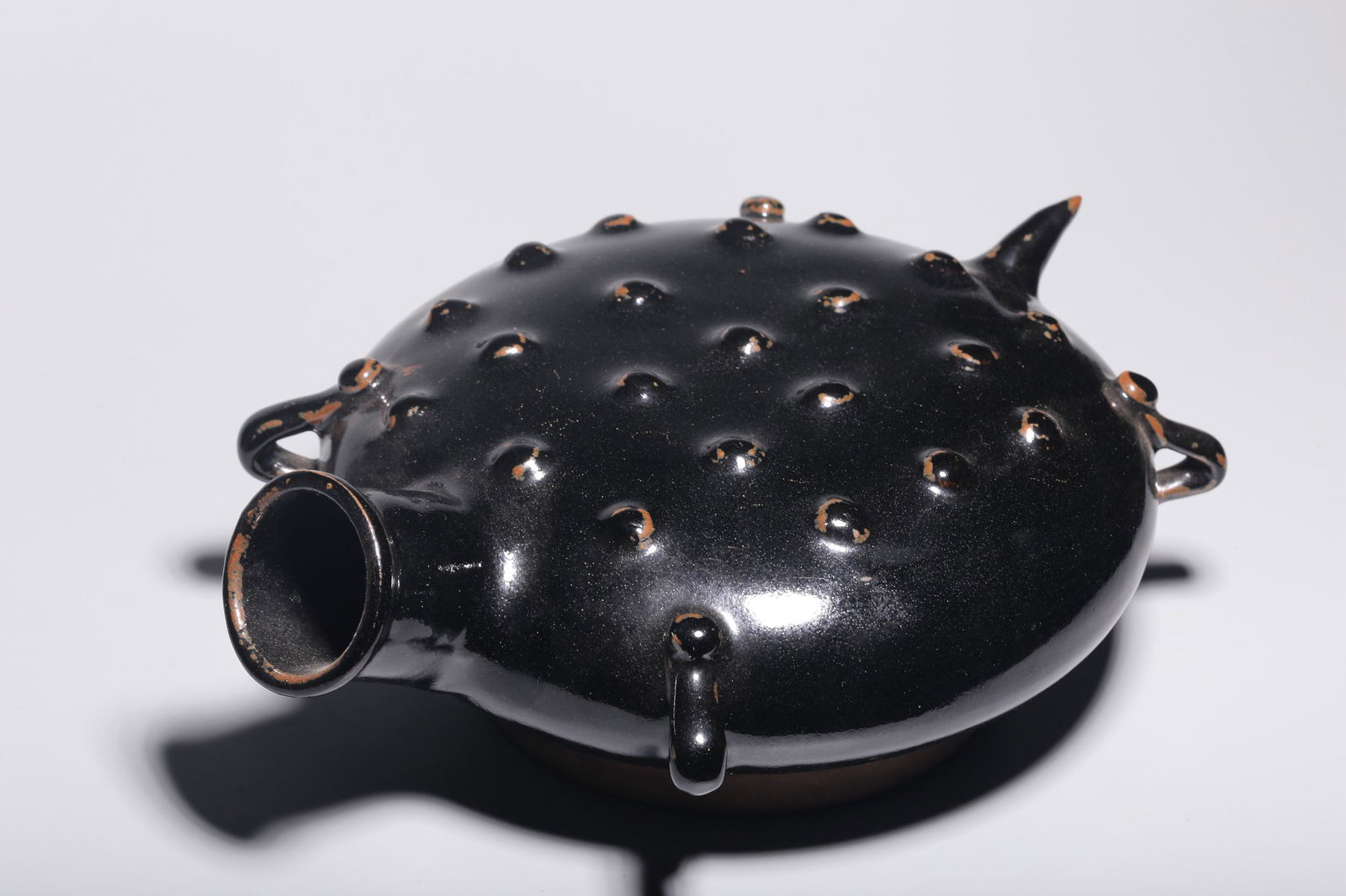 Black enamel drum nail pattern four series ears turtle shaped flat pot (1 of 6)