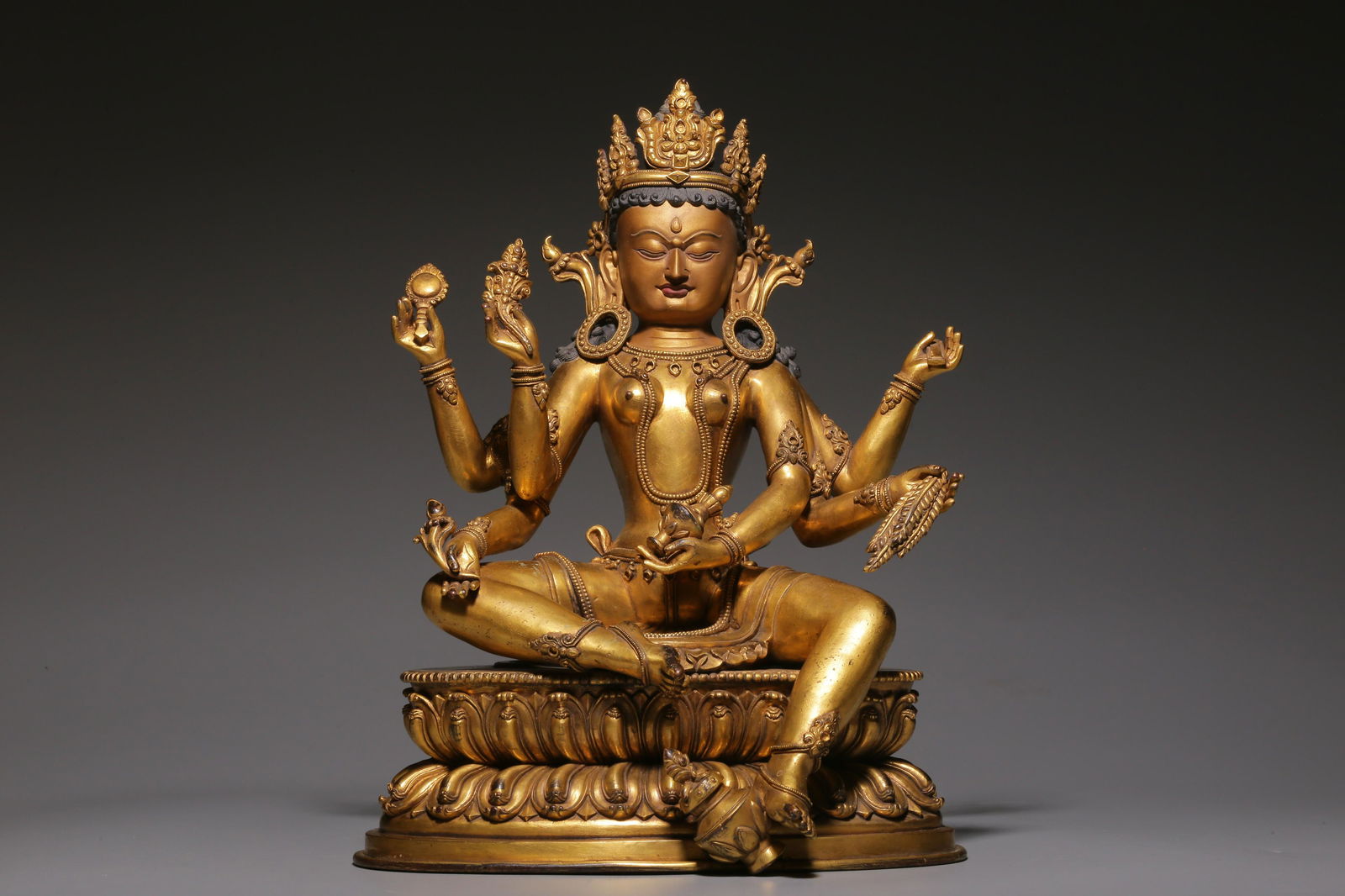 Qing Dynasty, bronze gilt detoxifying Buddha mother statue (1 of 9)
