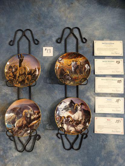 Grand Slam of North American Sheep Porcelain Plate: With Display Stands and Danbury Mint Certificates of Registration.