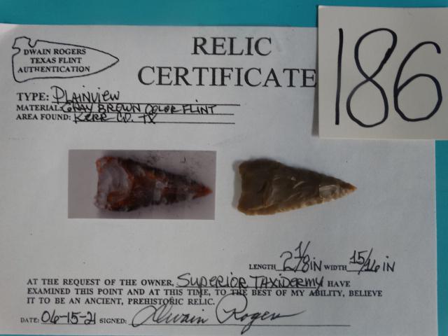 Authentic Plainview Point Indian Artifact Arrowhead with Rogers COA (1 of 3)