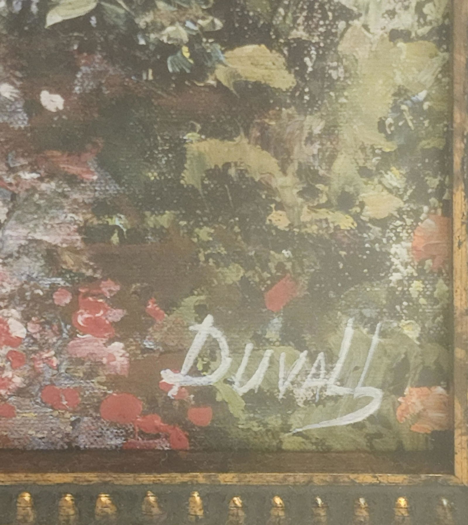 Roger Duvall Regency House with Garden Flowers Lithograph: Roger Duvall (Canadian)Regency House offset lithograph depicting a garden space with a large, old white house. Roger Duvall has traveled extensively in Provence, France, and has recreated the interest