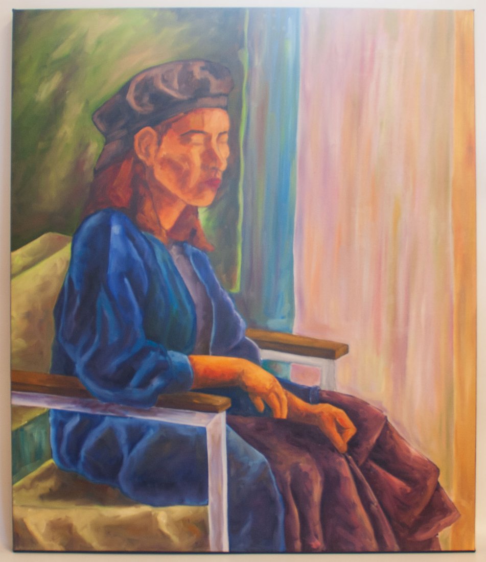 Seated Model in Hat: Kurt Doll Local Artist Seated Model in Hat Oil on Canvas Signed and dated (1997) verso Dimensions: 42 H x 35 W in All proceeds from our auctions support the mission of the Dorian Gray Youth Foundation